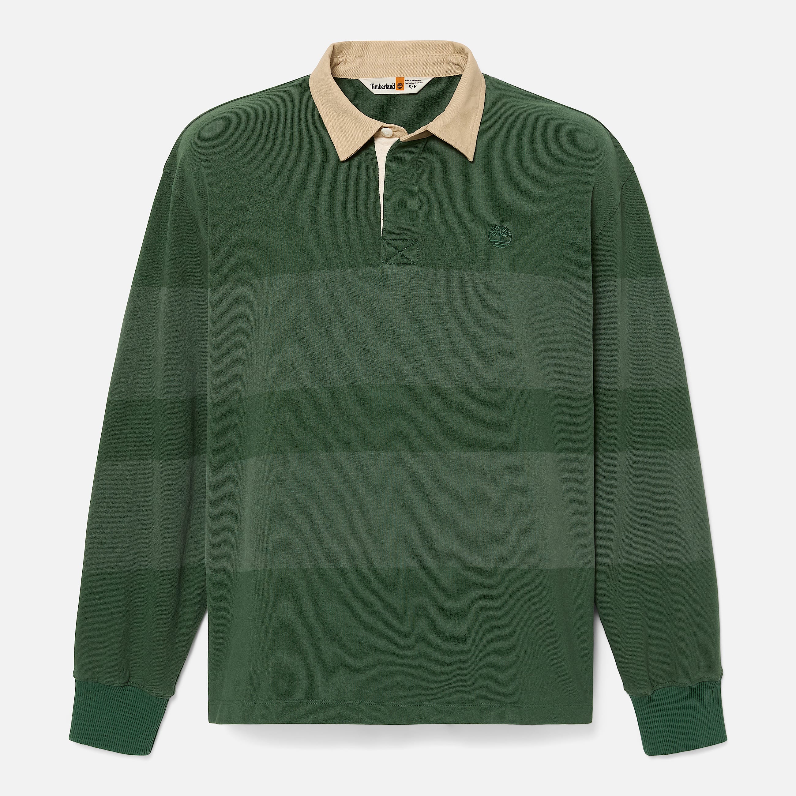 Striped LongSleeve Rugby Polo Shirt TBL Pine Green HERO