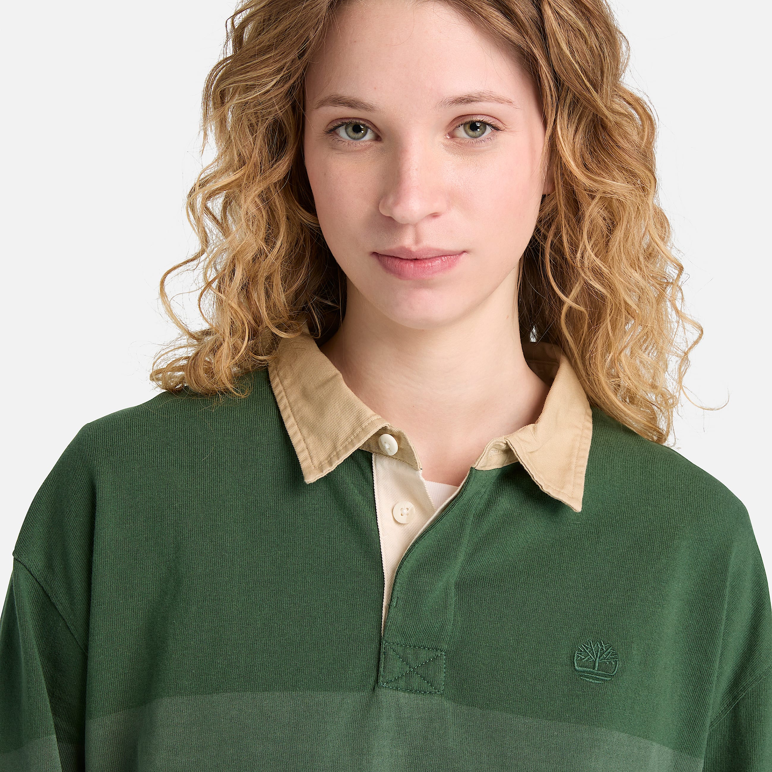 Striped LongSleeve Rugby Polo Shirt TBL Pine Green ALT4