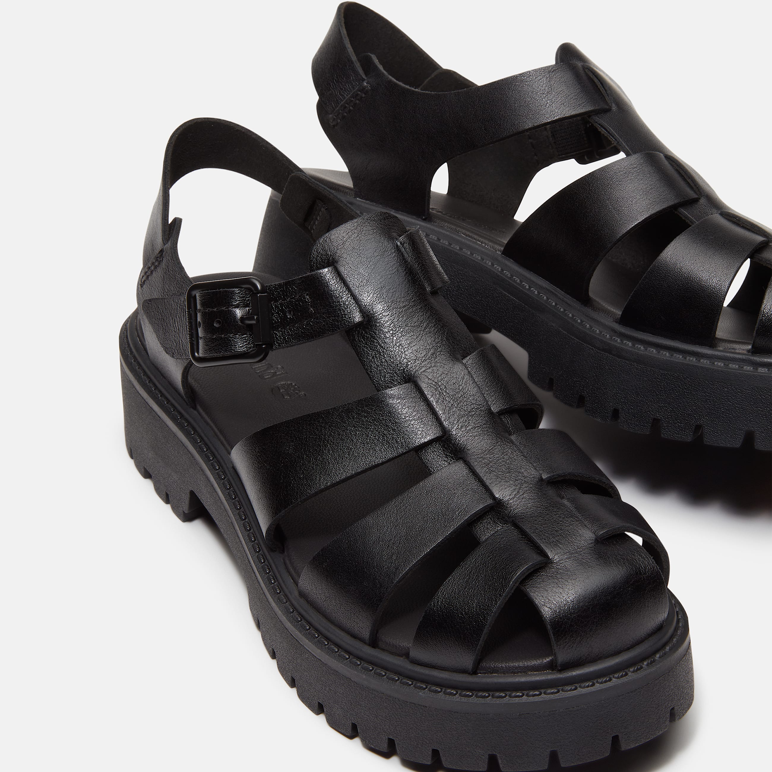 Womens Stone Street Fisherman Platform Sandal TBL Black FullGrain ALT7