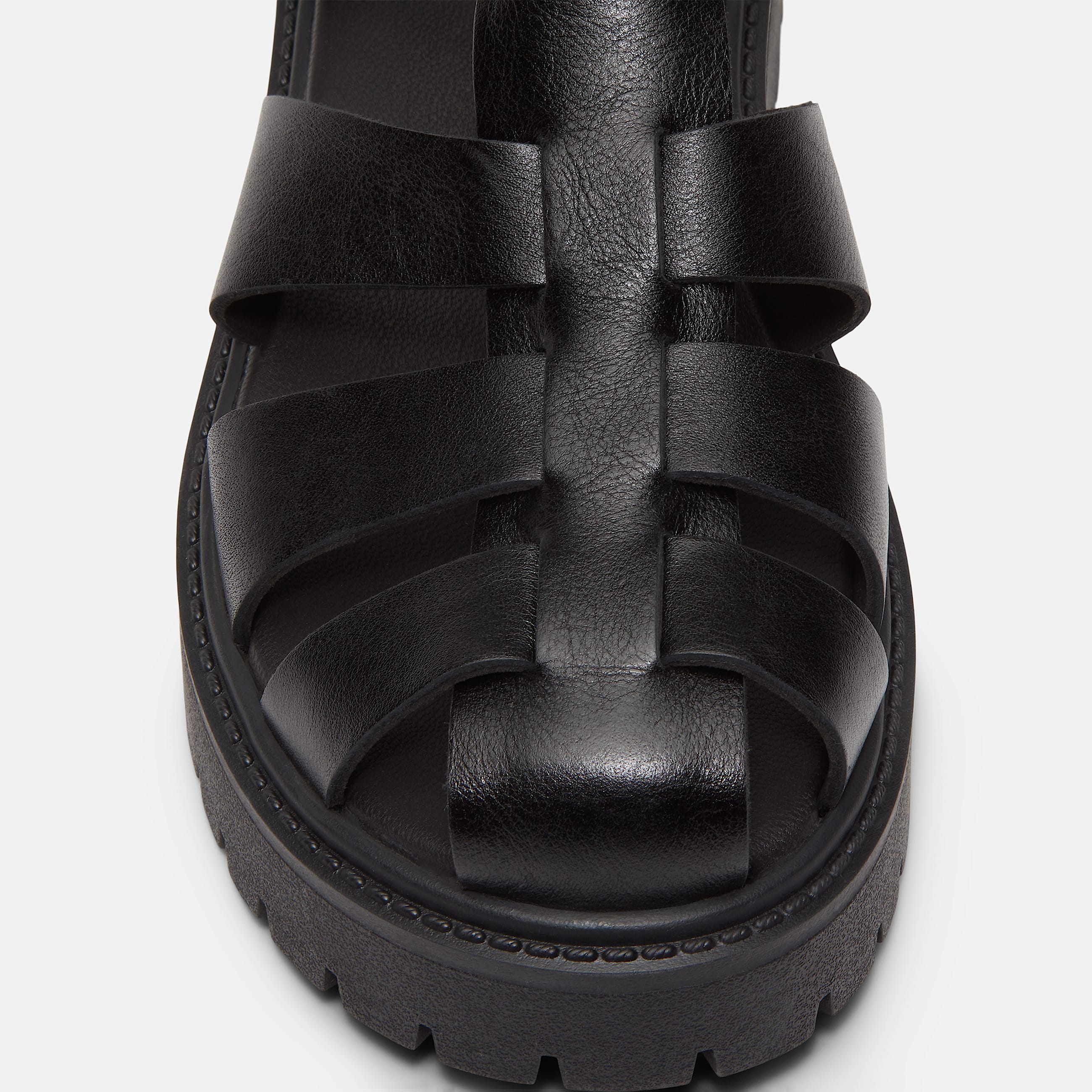 Womens Stone Street Fisherman Platform Sandal TBL Black FullGrain ALT8