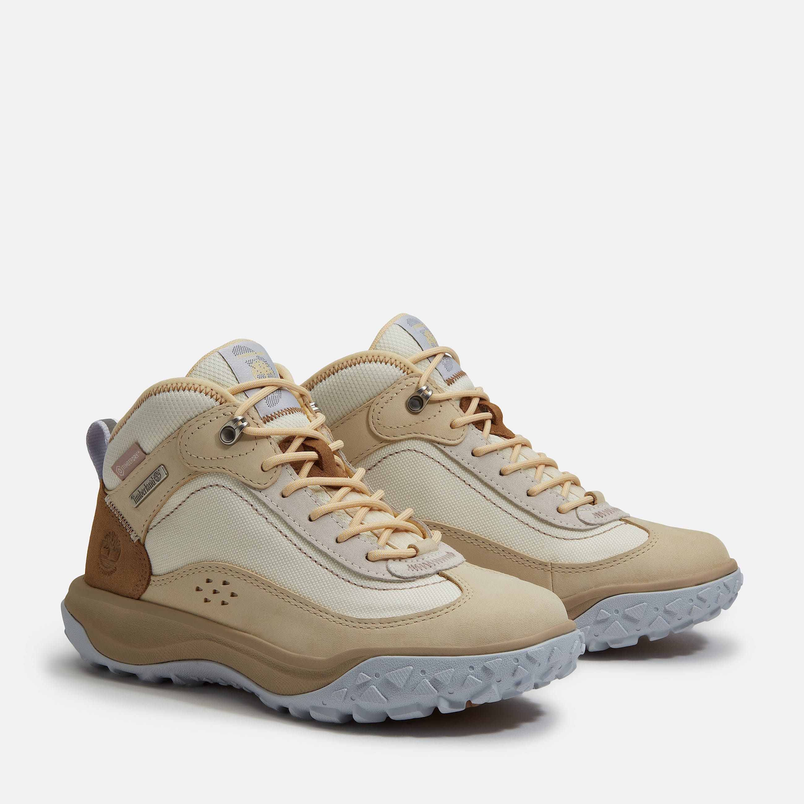 Womens TimberCush Motion 7 Mid Waterproof Sneaker TBL Light Beige Nubuck ALT4