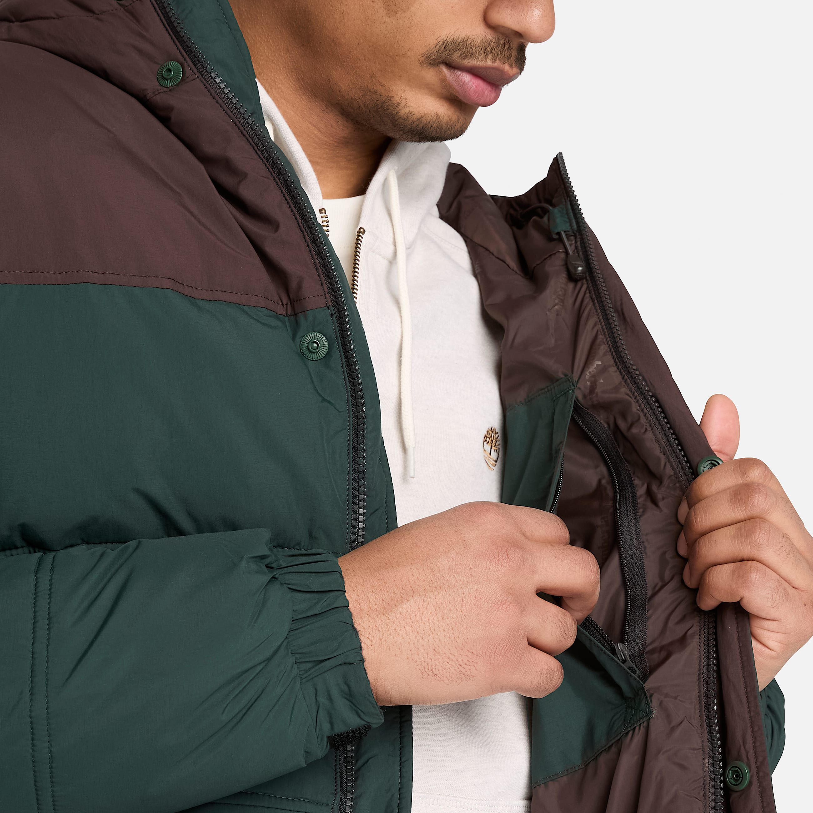 Mens Water Repellent Puffer Jacket TBL Dark GreenBrown ALT3