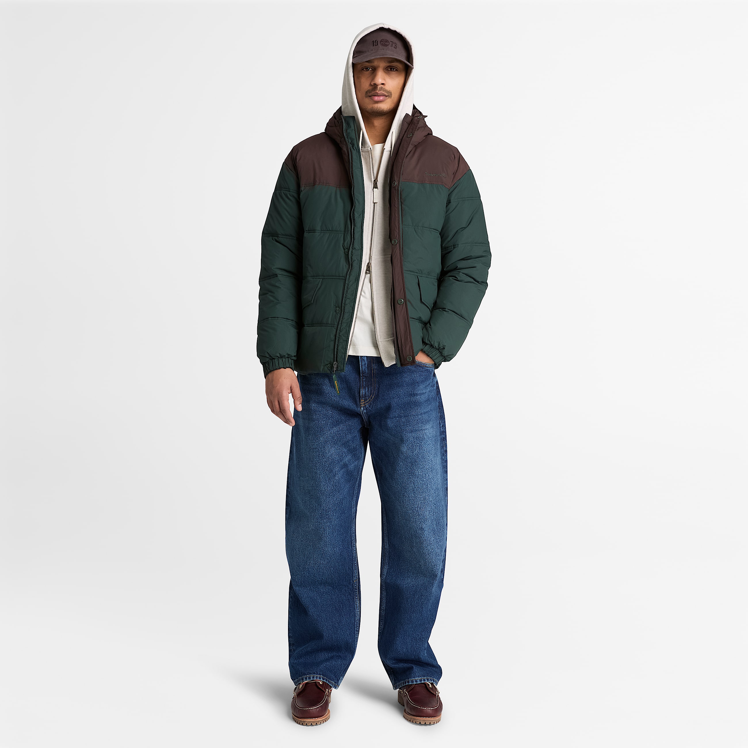 Mens Water Repellent Puffer Jacket TBL Dark GreenBrown ALT2