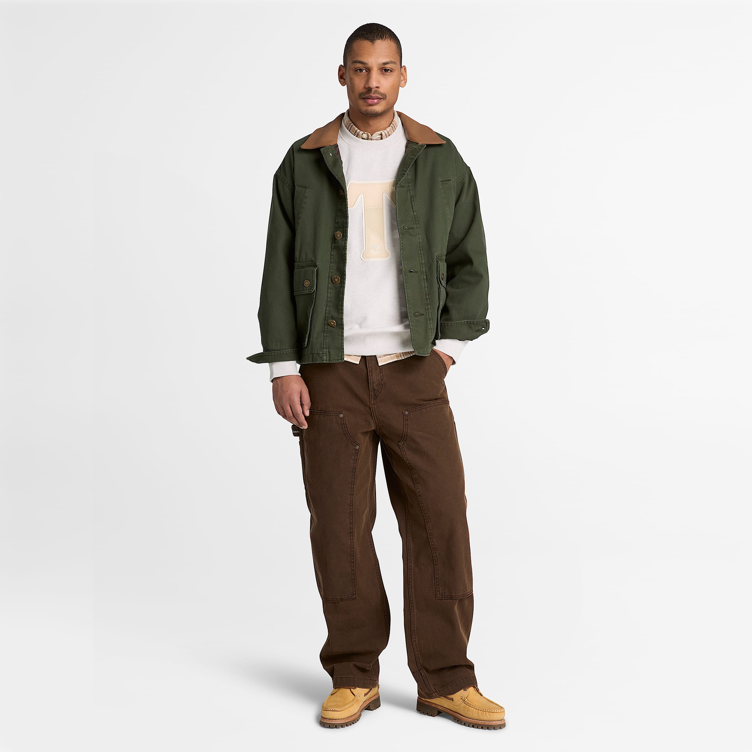 Mens Patchwork Crew Sweatshirt TBL Light Oatmeal Heather ALT2