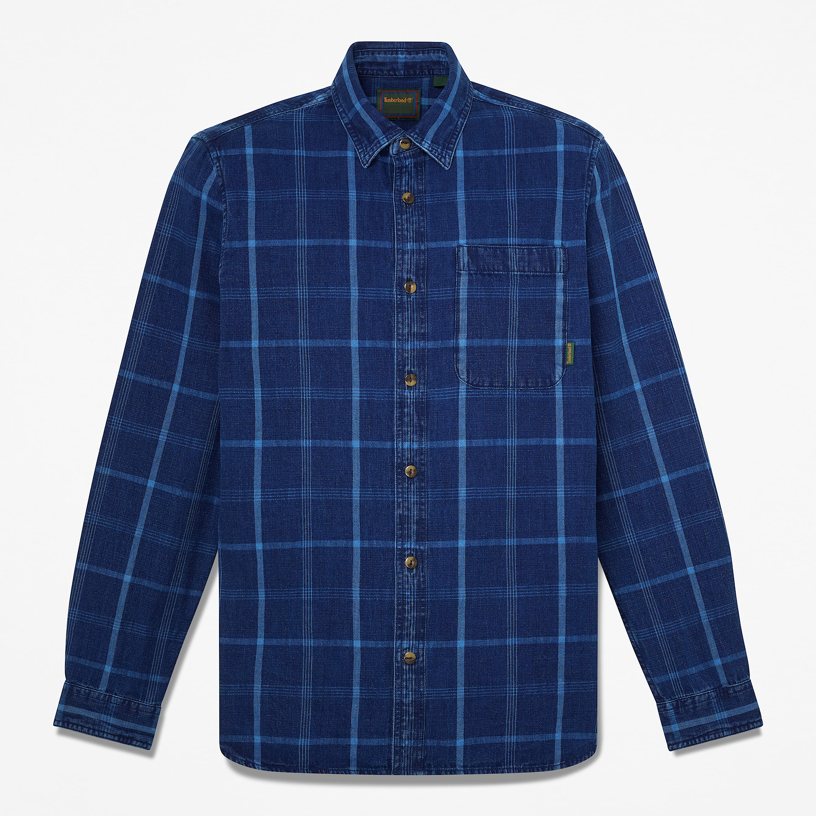 Mens Indigo Check Regular Shirt TBL Mood Indigo HERO