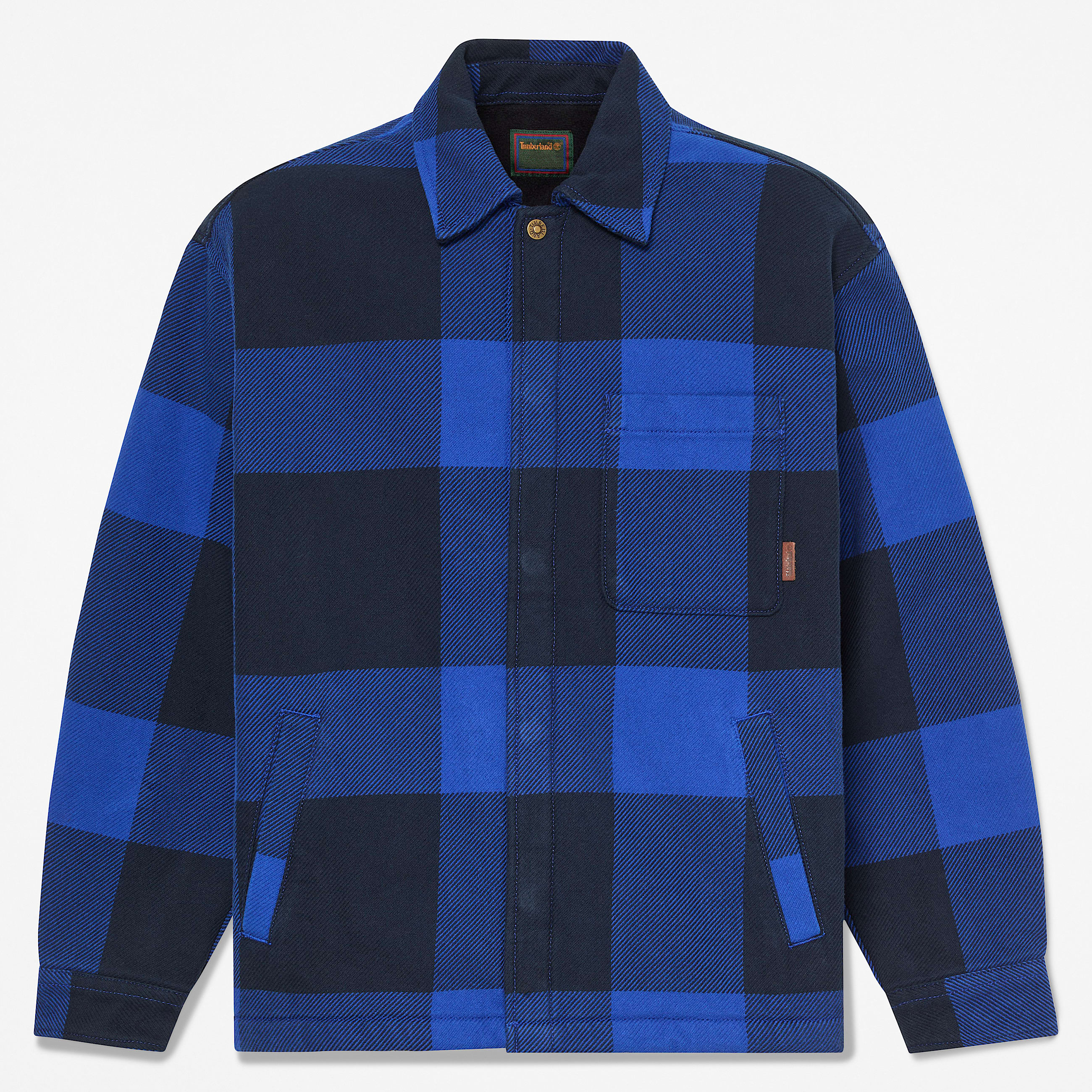 Mens FleeceLined Checkered Overshirt TBL Cobalt Blue HERO