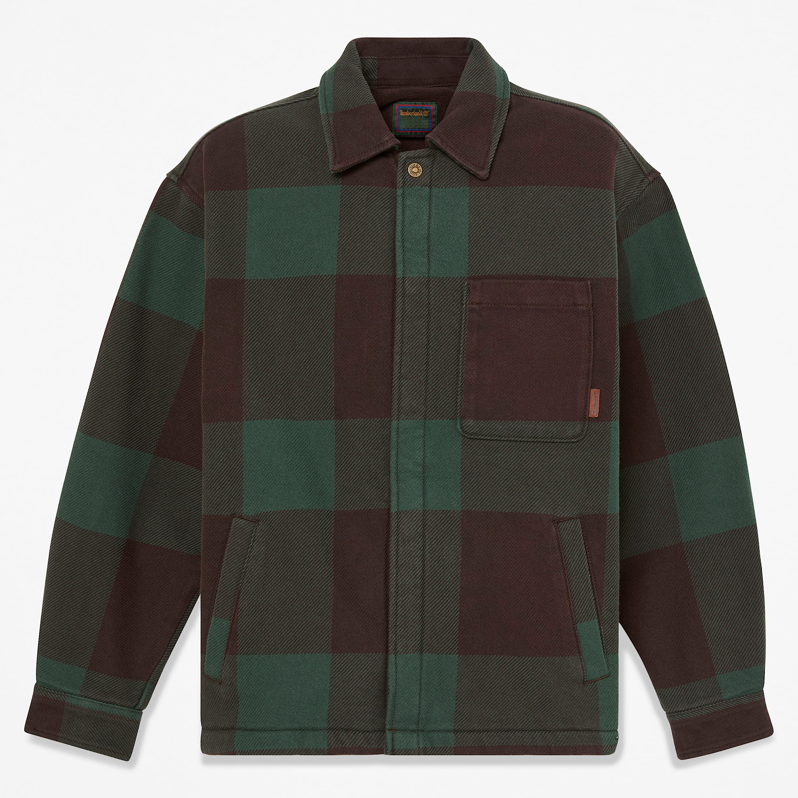 Mens FleeceLined Checkered Overshirt TBL Dark Brown HERO
