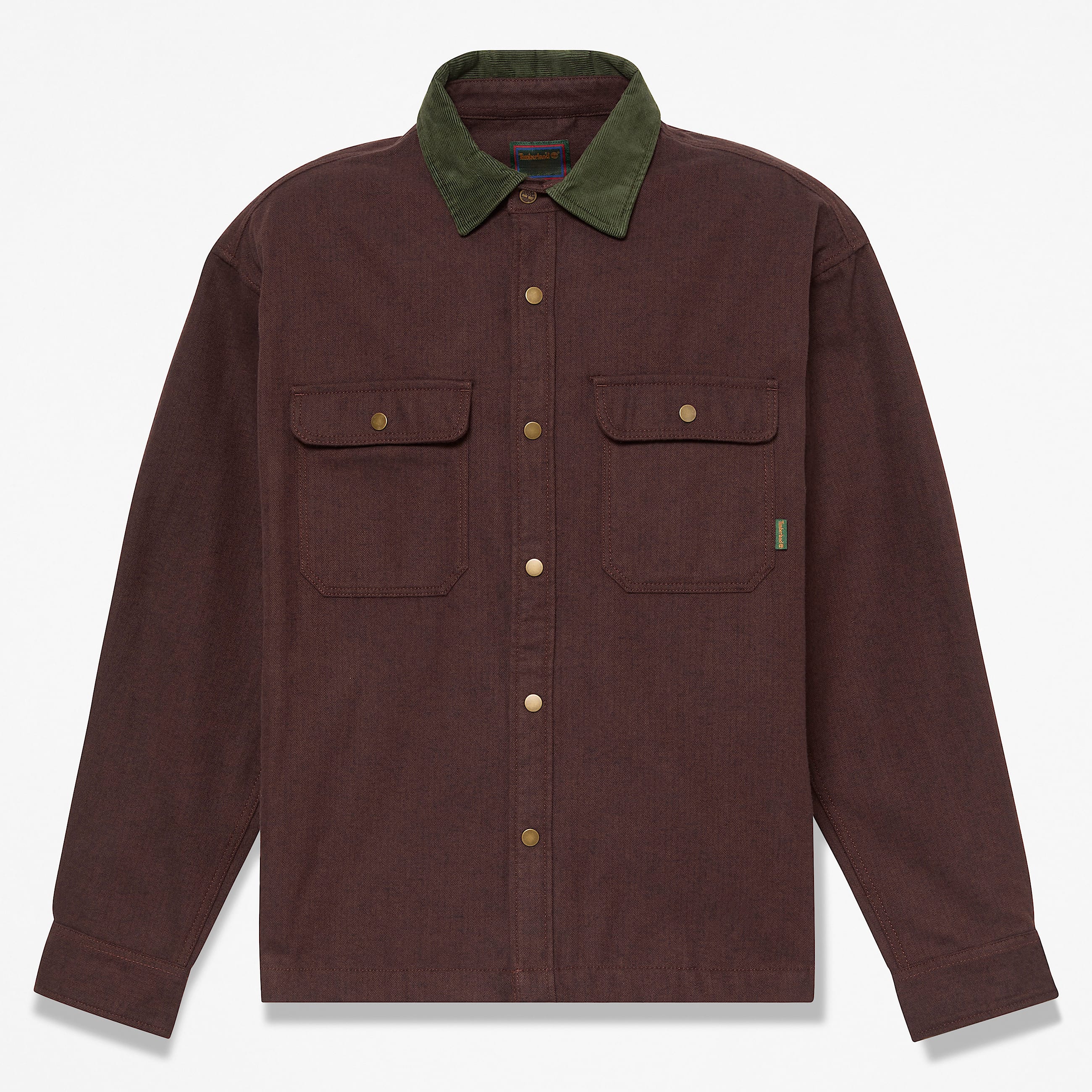 Mens Herringbone Overshirt TBL Chicory Coffee Brown HERO