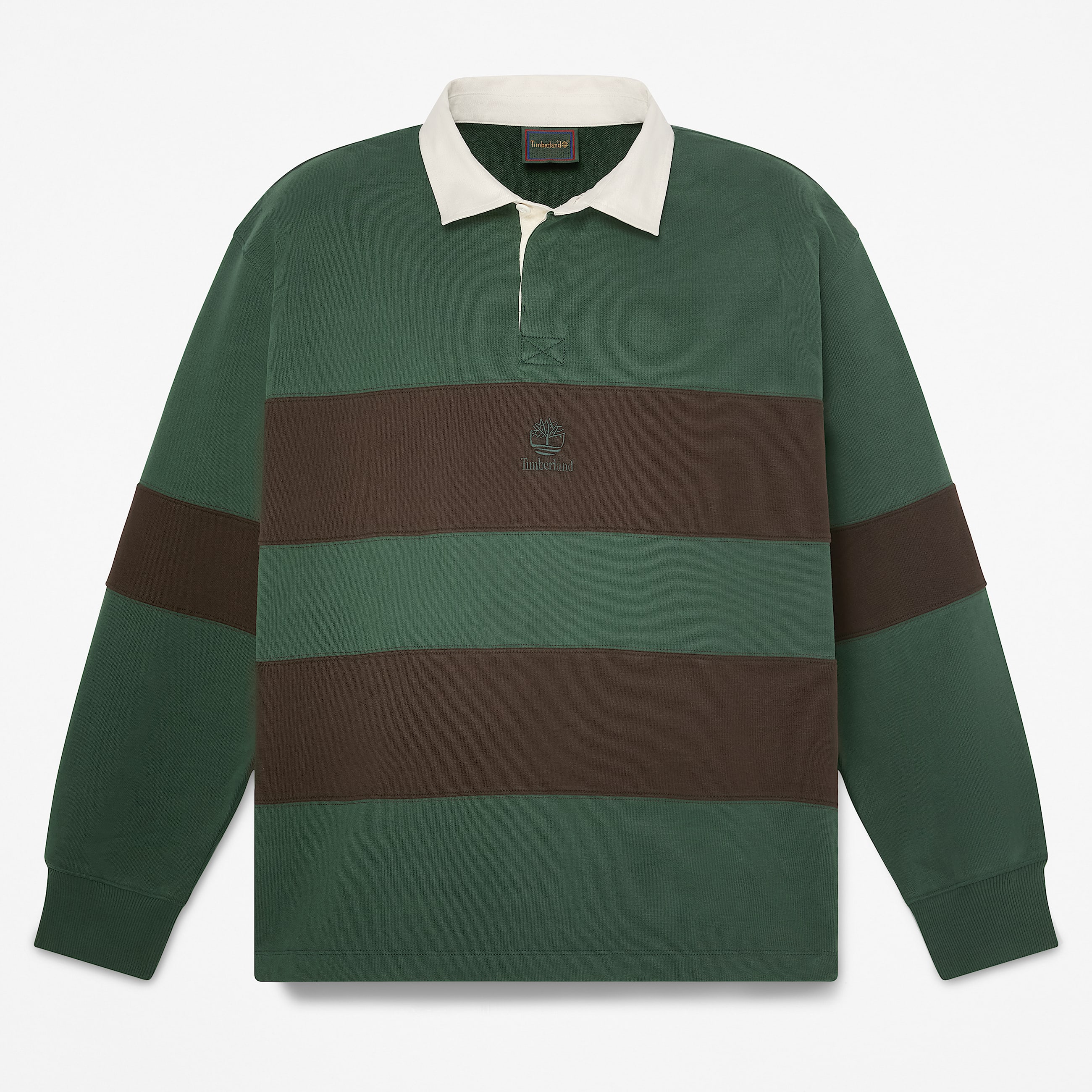 Mens Rugby Polo Sweatshirt TBL GreenBrown Stripe HERO