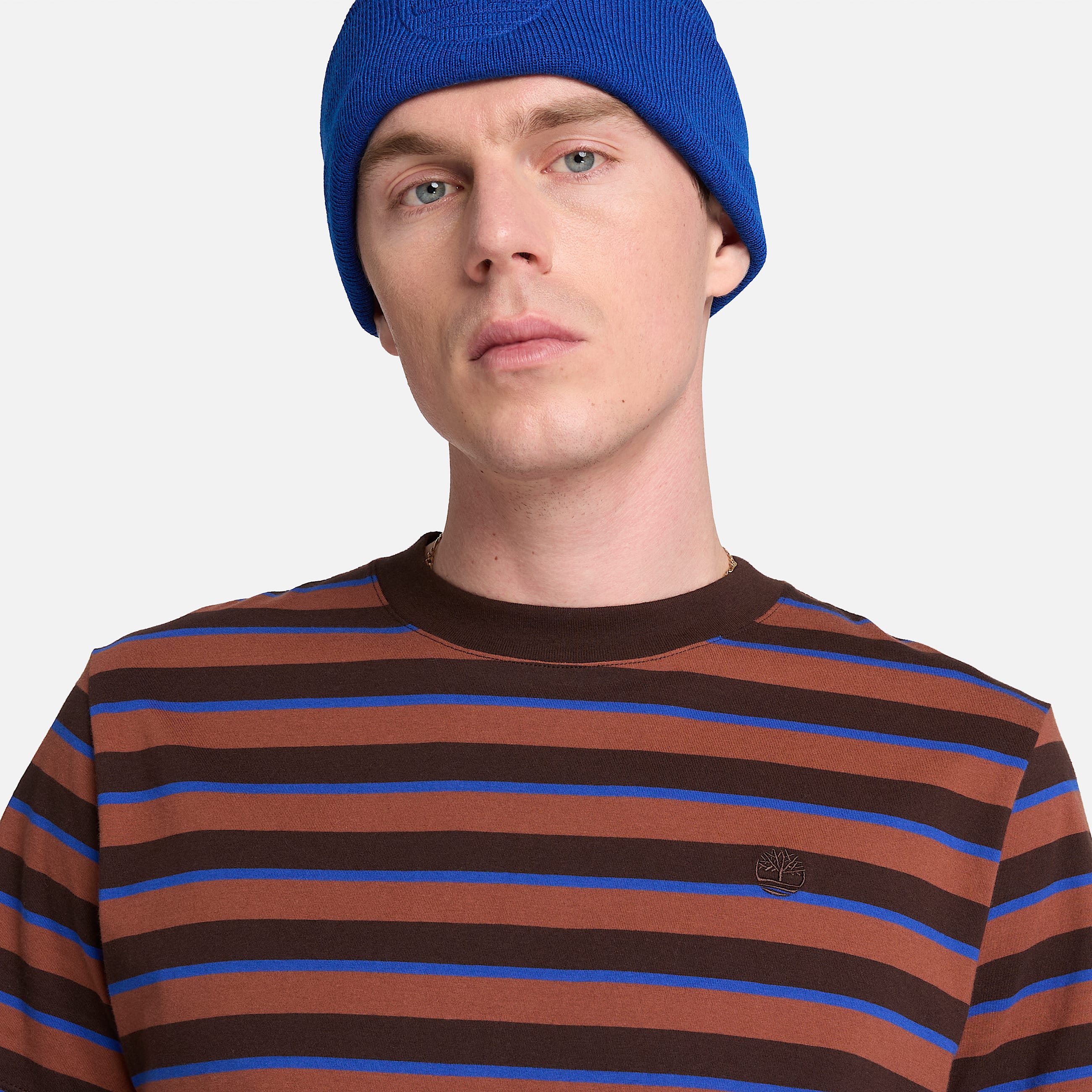 Mens Stripe ShortSleeve TShirt TBL Dark Brown ALT3