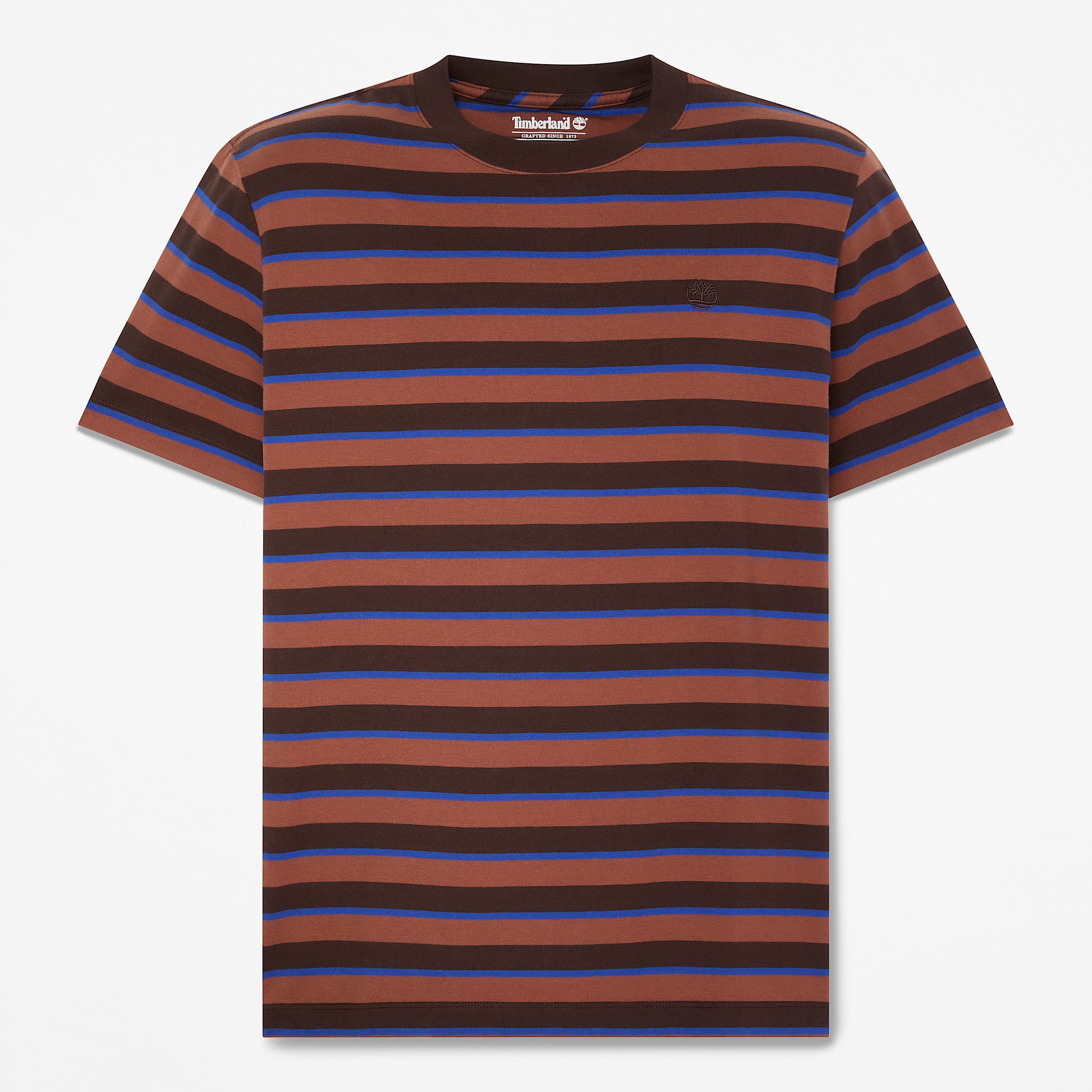Mens Stripe ShortSleeve TShirt TBL Dark Brown HERO