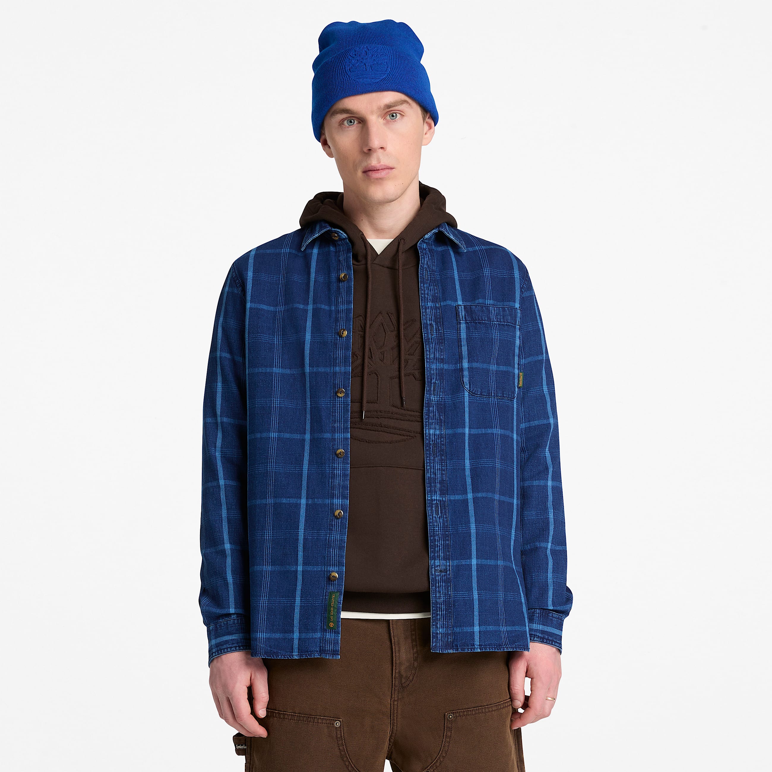 Mens Indigo Check Regular Shirt TBL Mood Indigo ALT1
