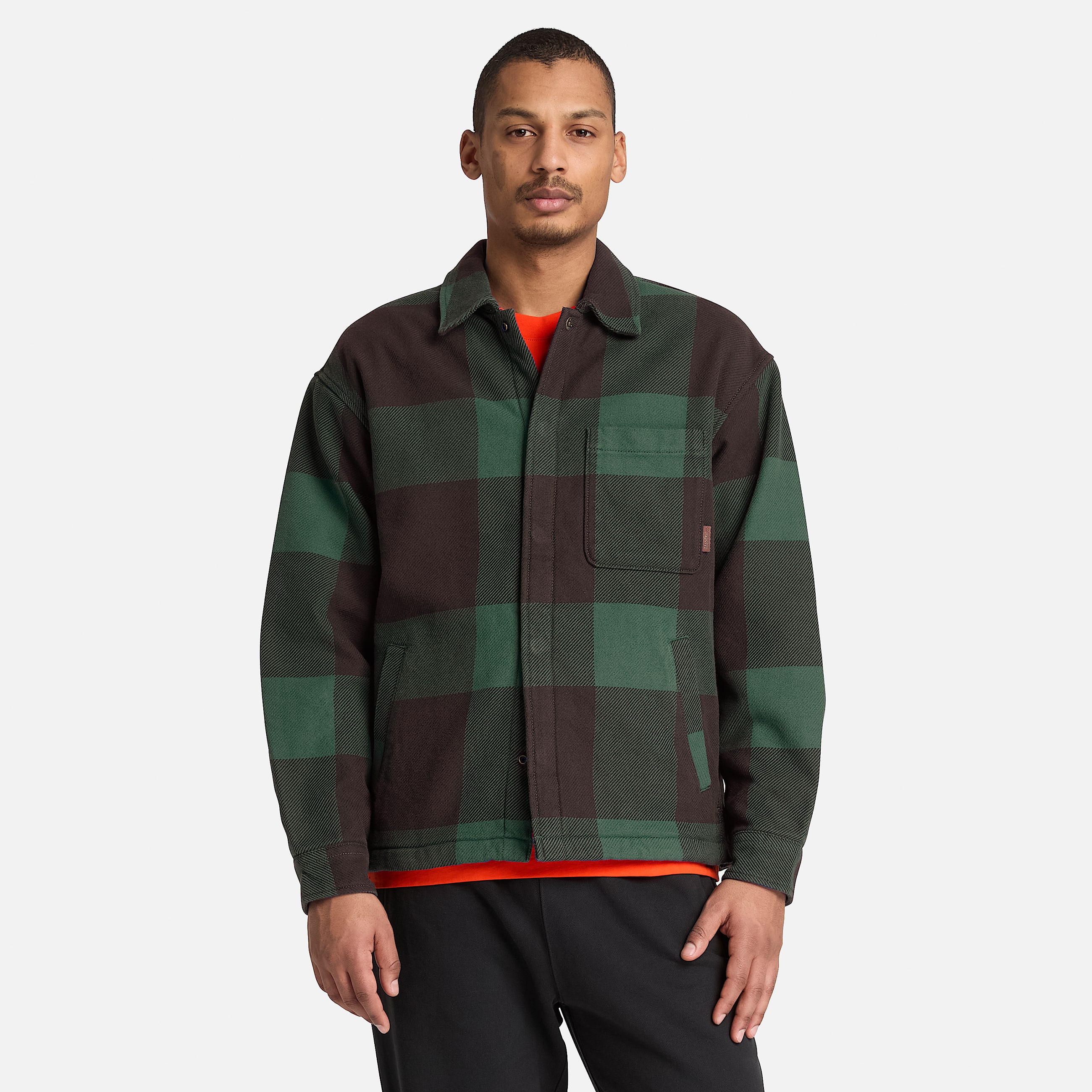 Mens FleeceLined Checkered Overshirt TBL Dark Brown ALT1