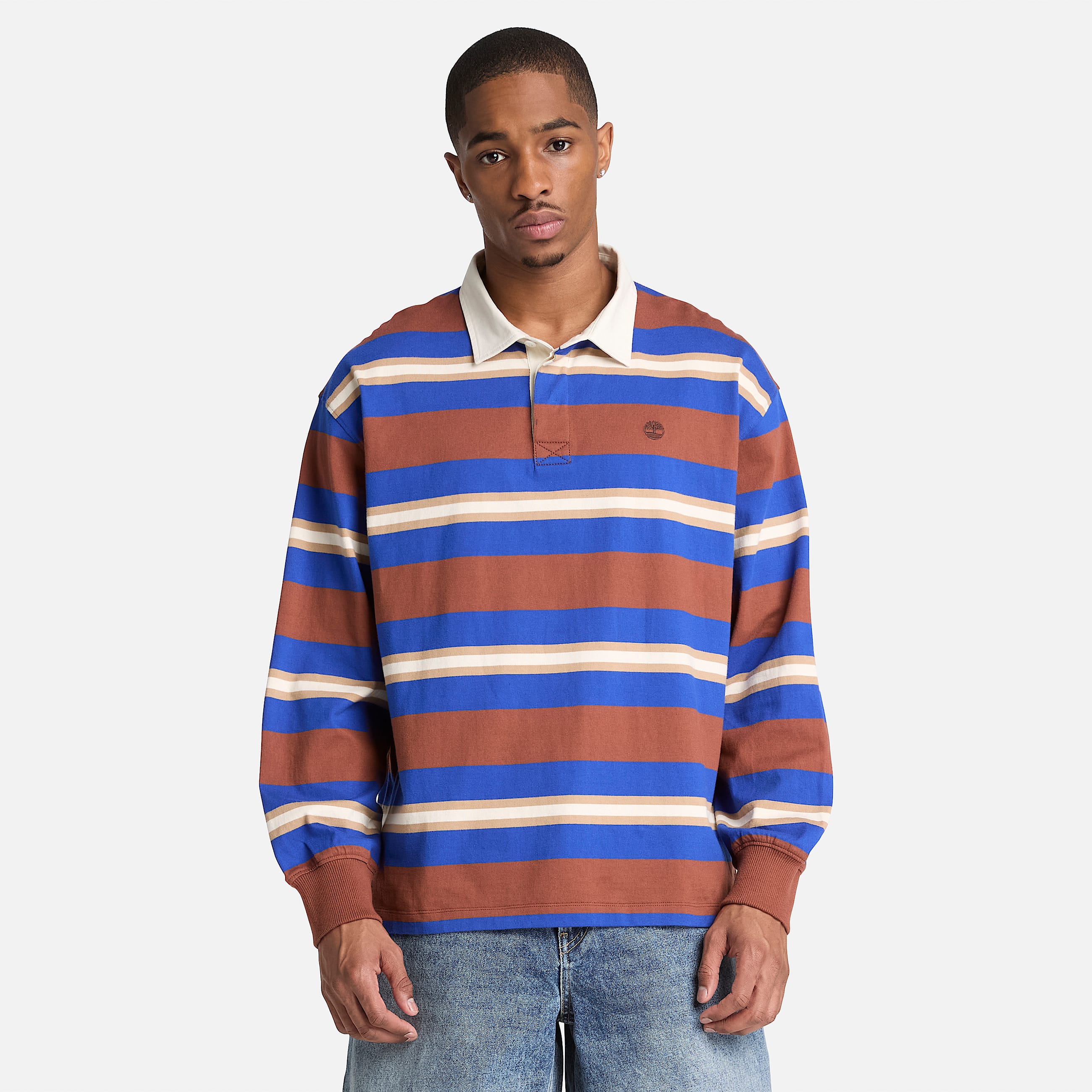 Mens LongSleeve Rugby Polo TBL Brown ALT1