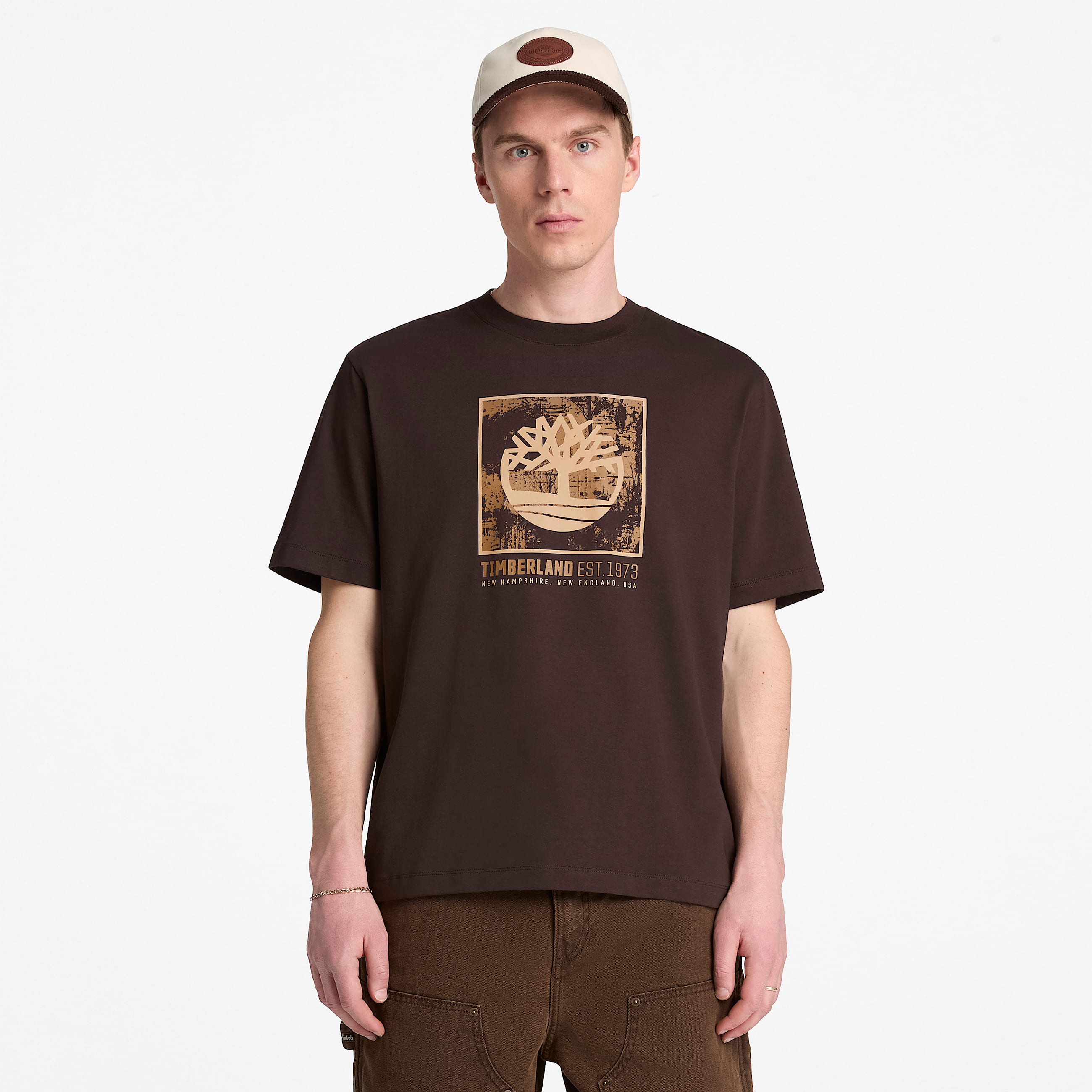 Mens Stack Logo Graphic ShortSleeve TShirt TBL Dark Brown ALT1