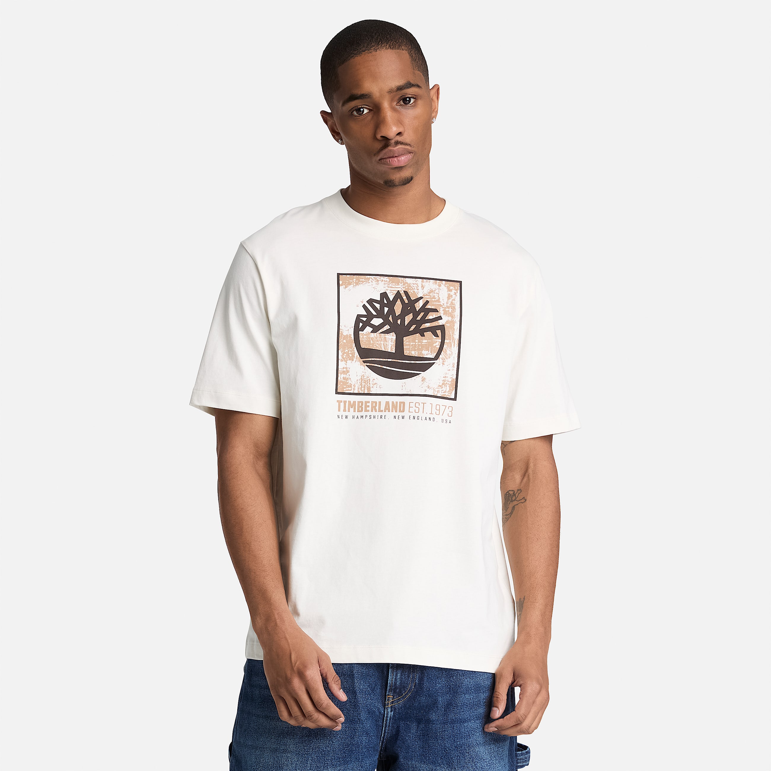 Mens Stack Logo Graphic ShortSleeve TShirt TBL Vintage White ALT1