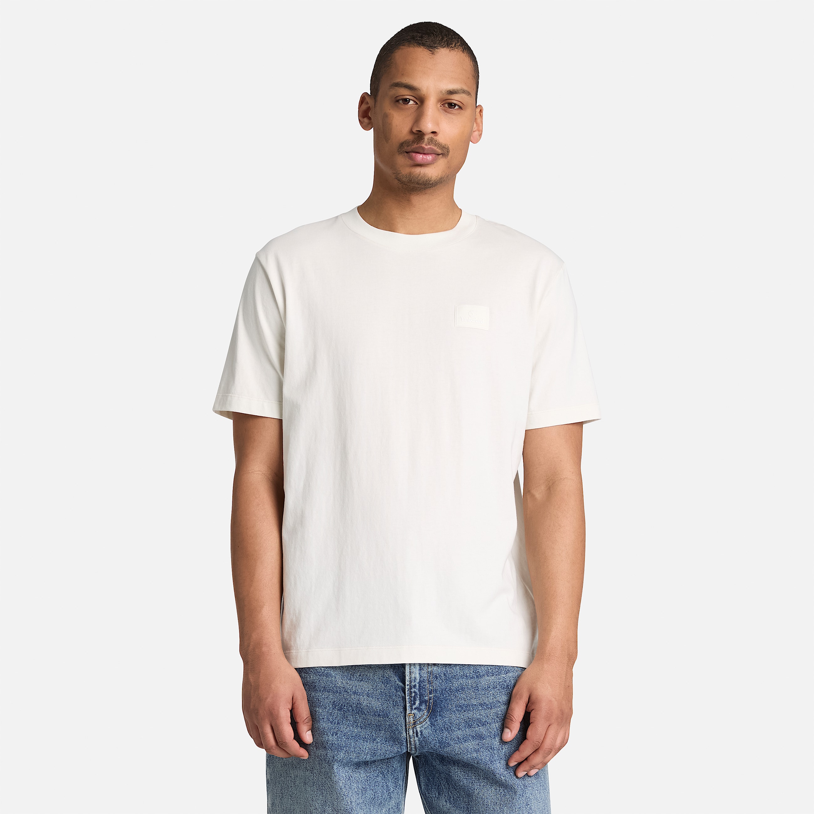 Mens Silicon Badge ShortSleeve TShirt TBL Vintage White ALT1