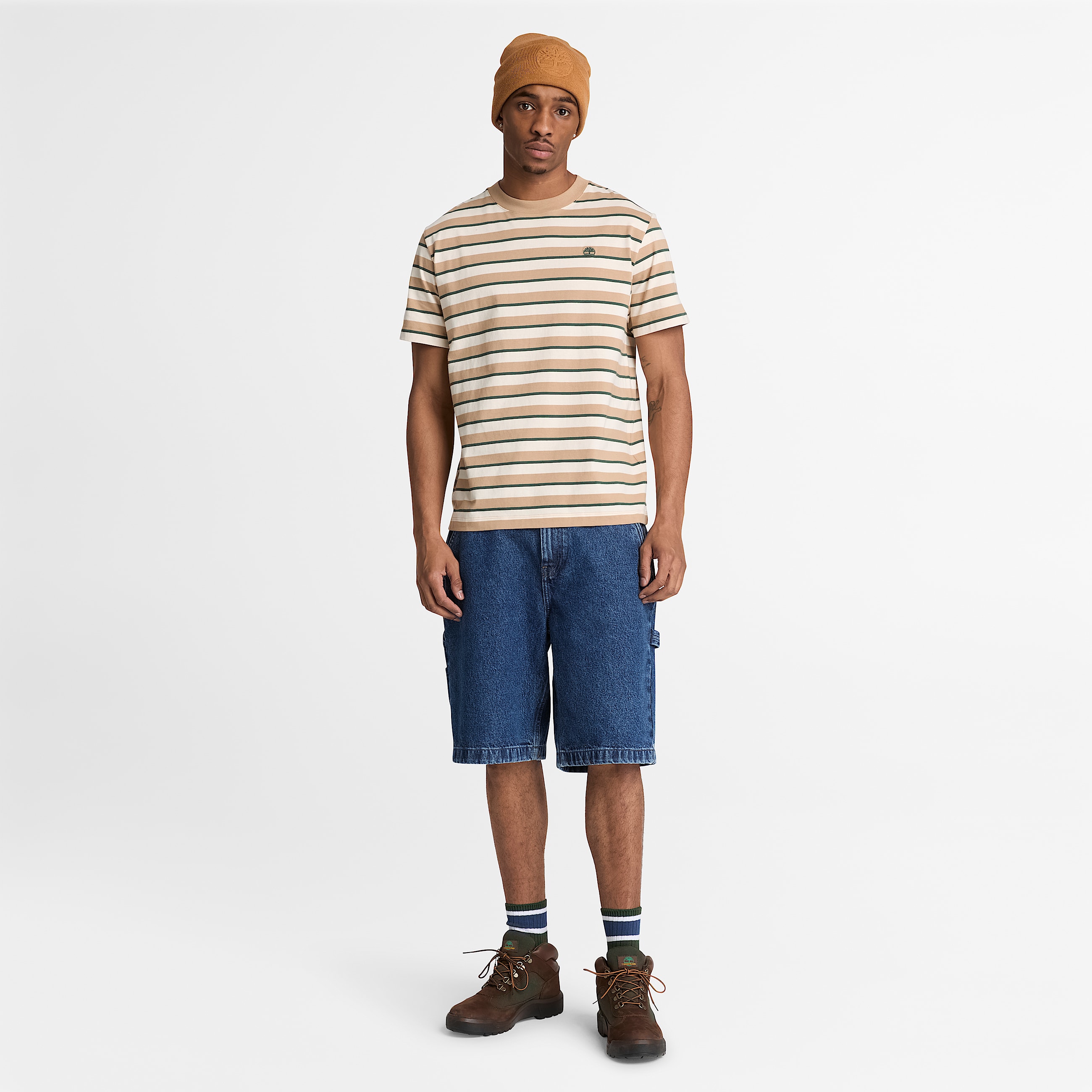 Mens Stripe ShortSleeve TShirt TBL Earth Brown ALT2