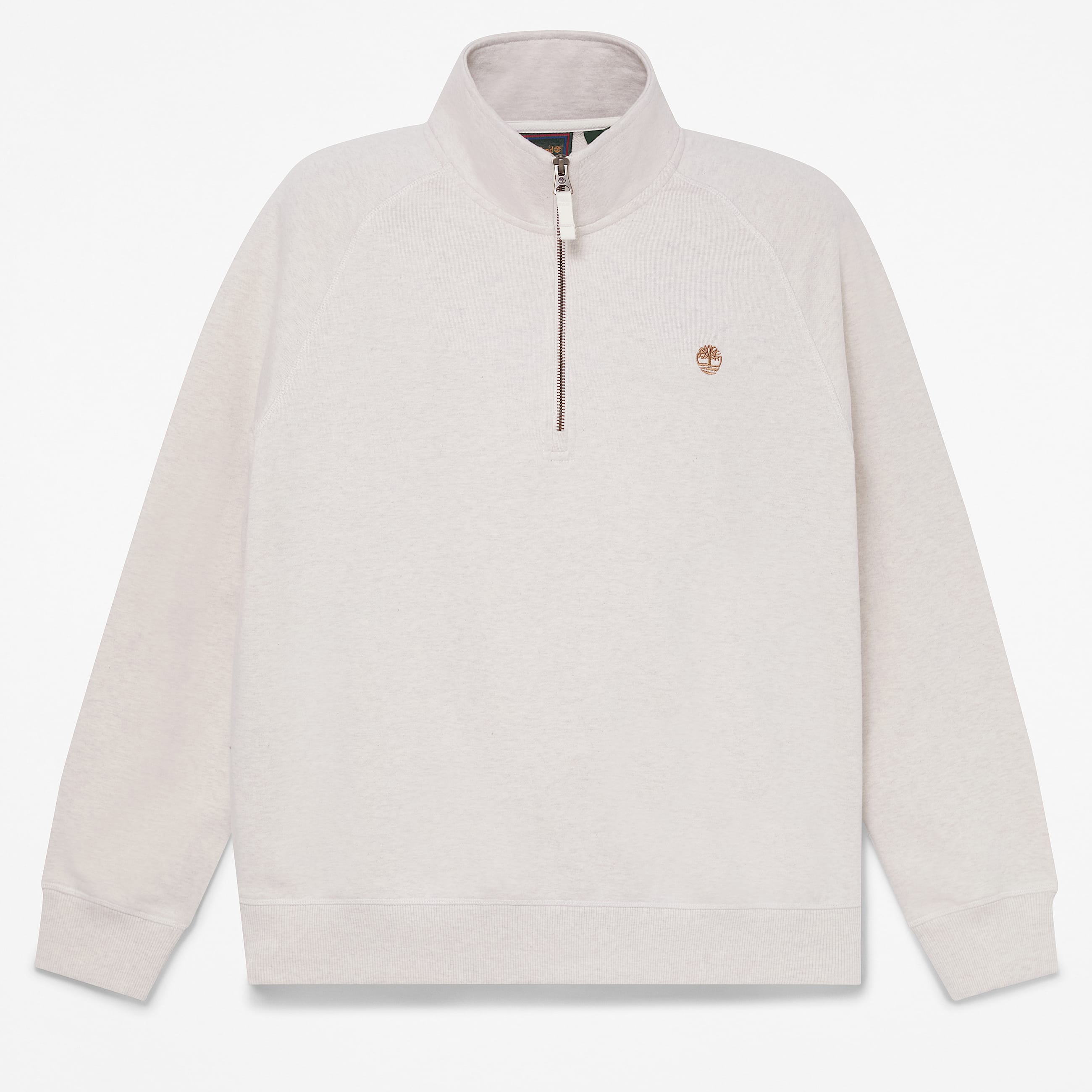 Mens Exeter River Embroidered Logo QuarterZip Sweatshirt TBL Light Oatmeal Heather HERO
