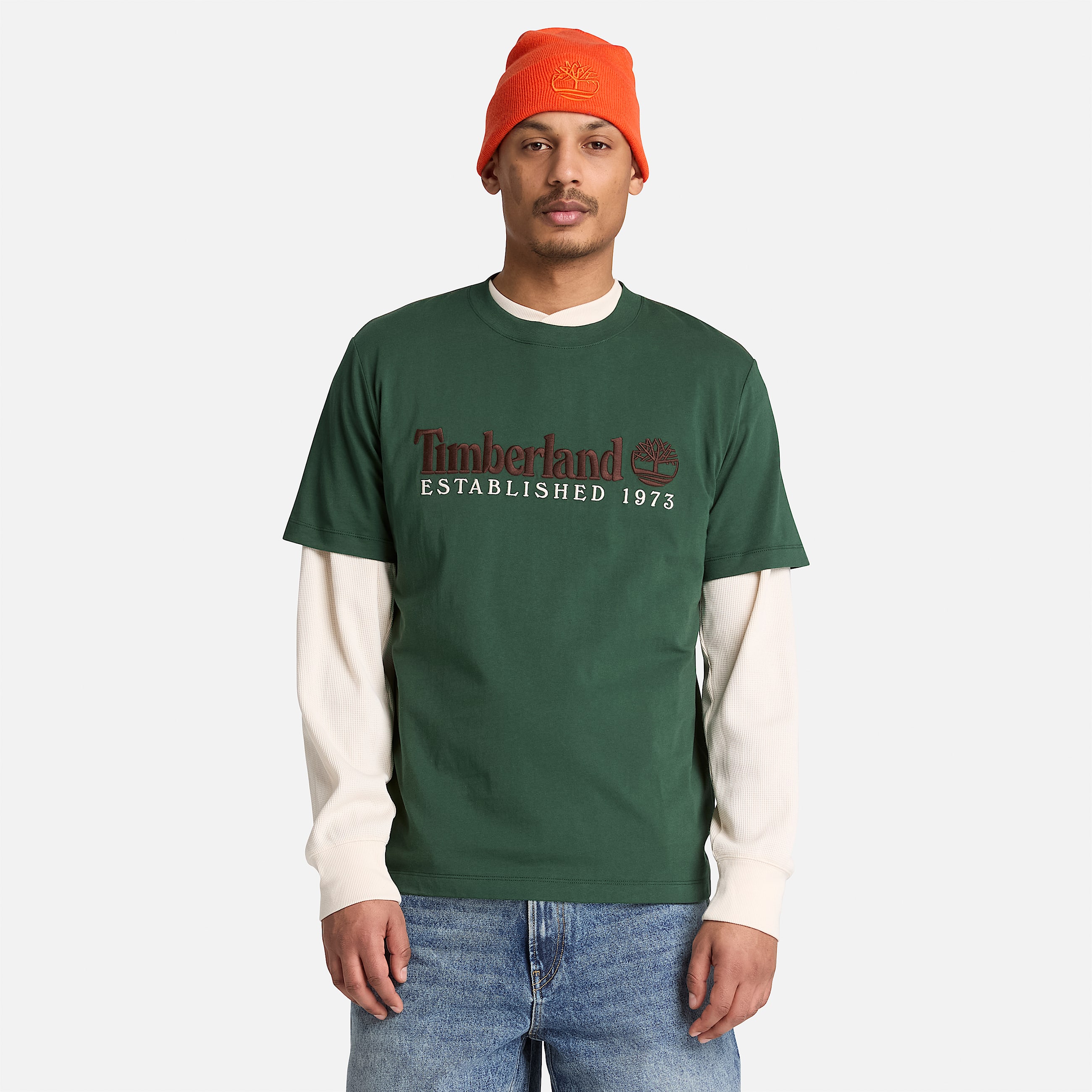 Mens Established 1973 Embroidered ShortSleeve TShirt TBL Sycamore ALT1