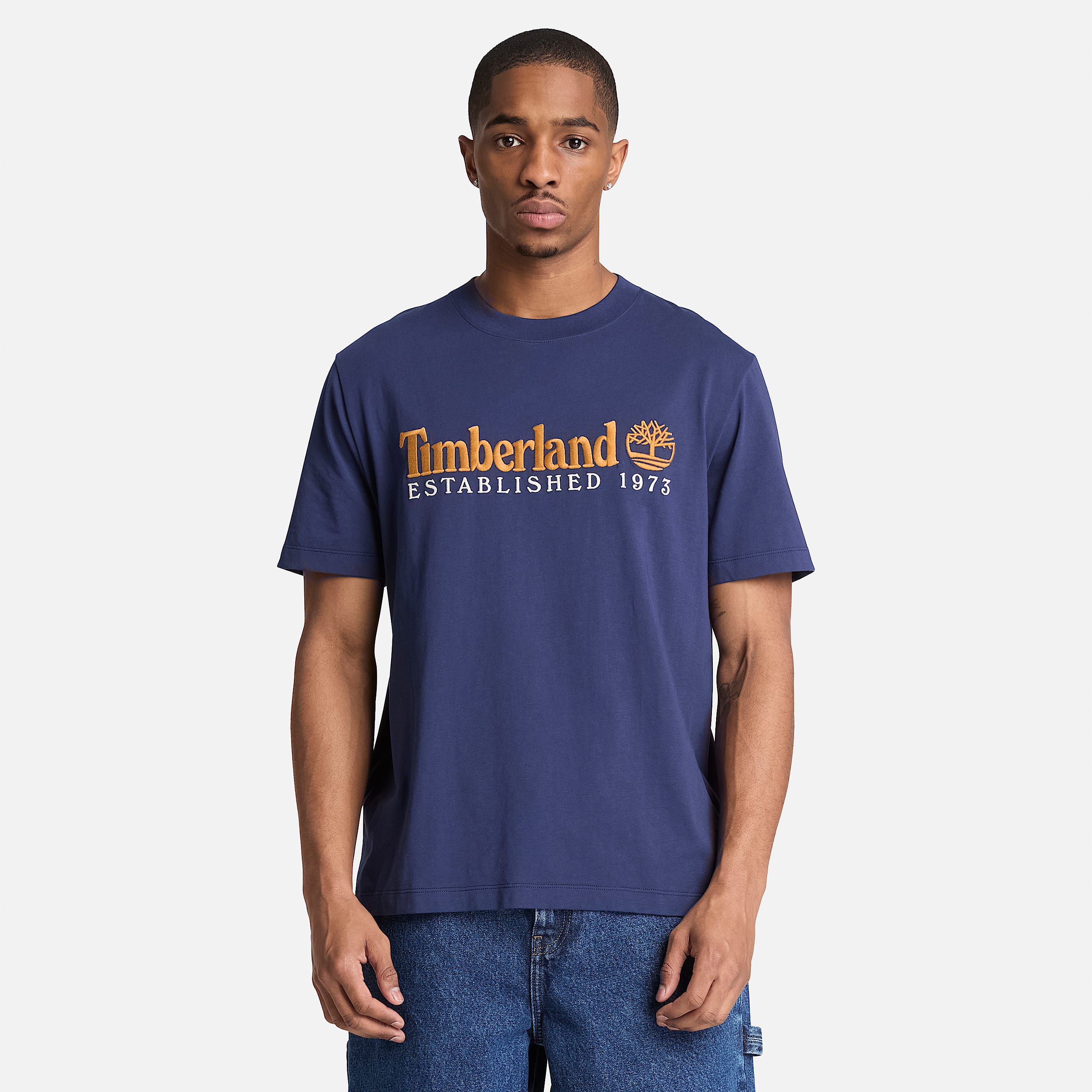 Mens Established 1973 Embroidered ShortSleeve TShirt TBL Dark Navy ALT1