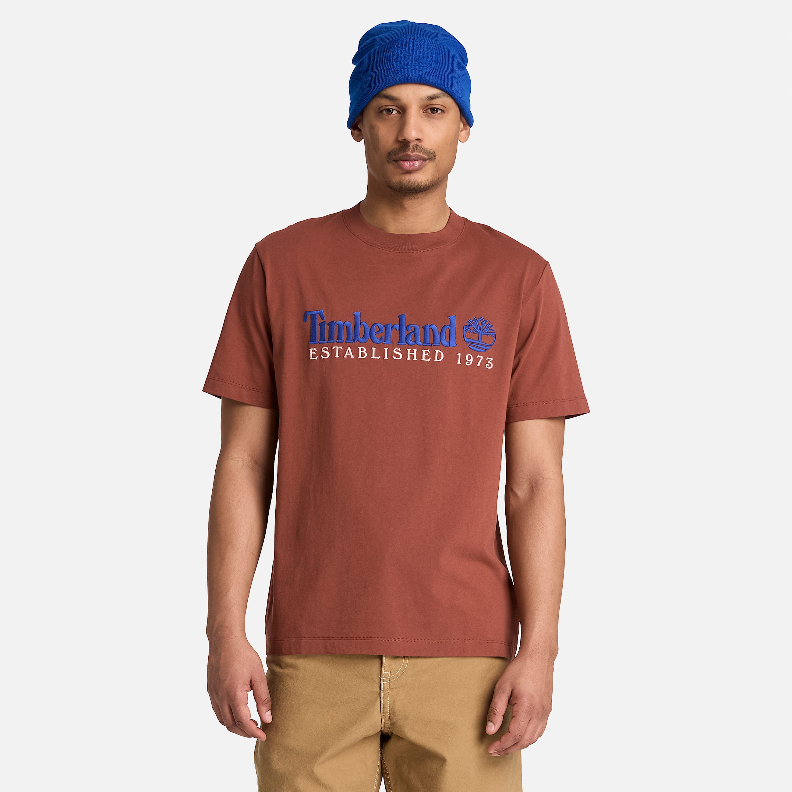 Mens Established 1973 Embroidered ShortSleeve TShirt TBL Brown ALT1