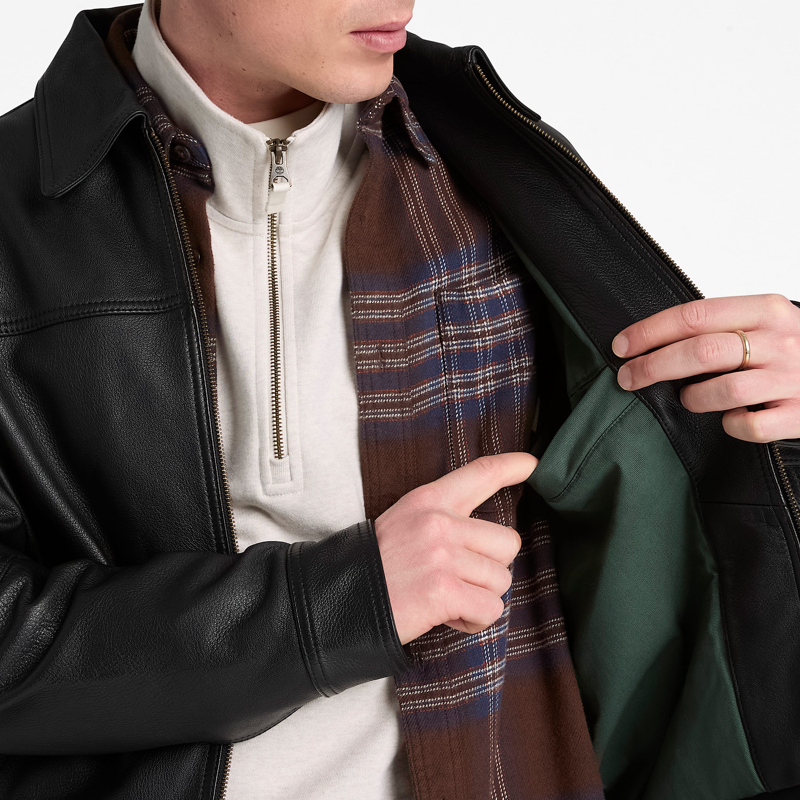 Mens Stratham Leather Bomber TBL Black ALT3