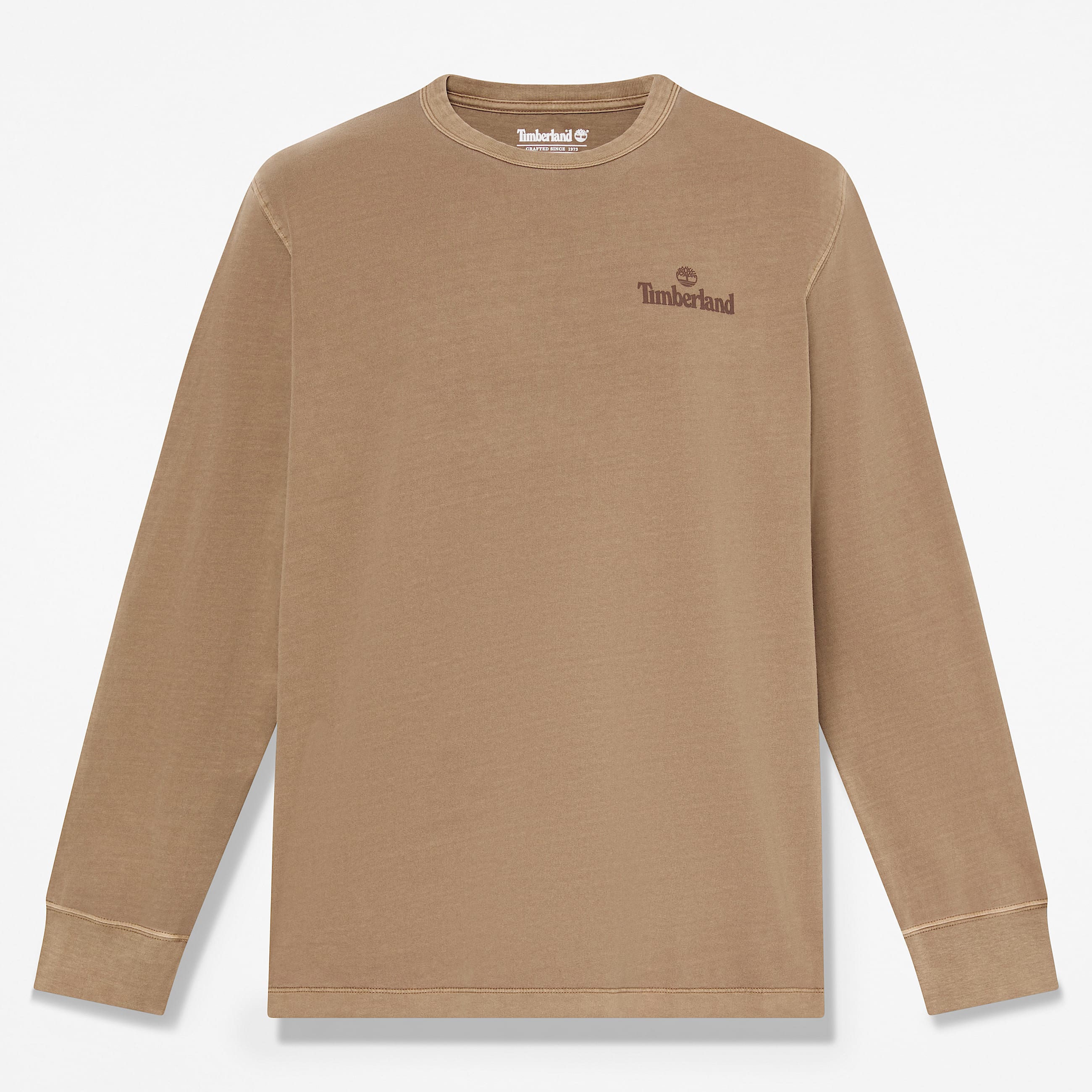 Mens South Cabot Garment Dye LongSleeve TShirt TBL Medium Brown Wash HERO
