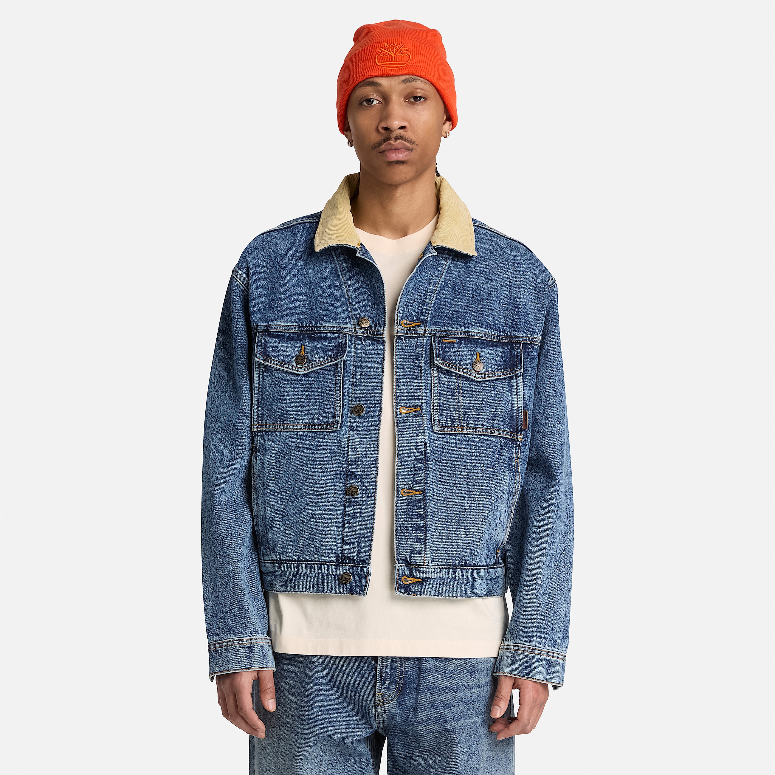 Mens Denim Trucker Jacket TBL Glacier Tint Marble Wash ALT1
