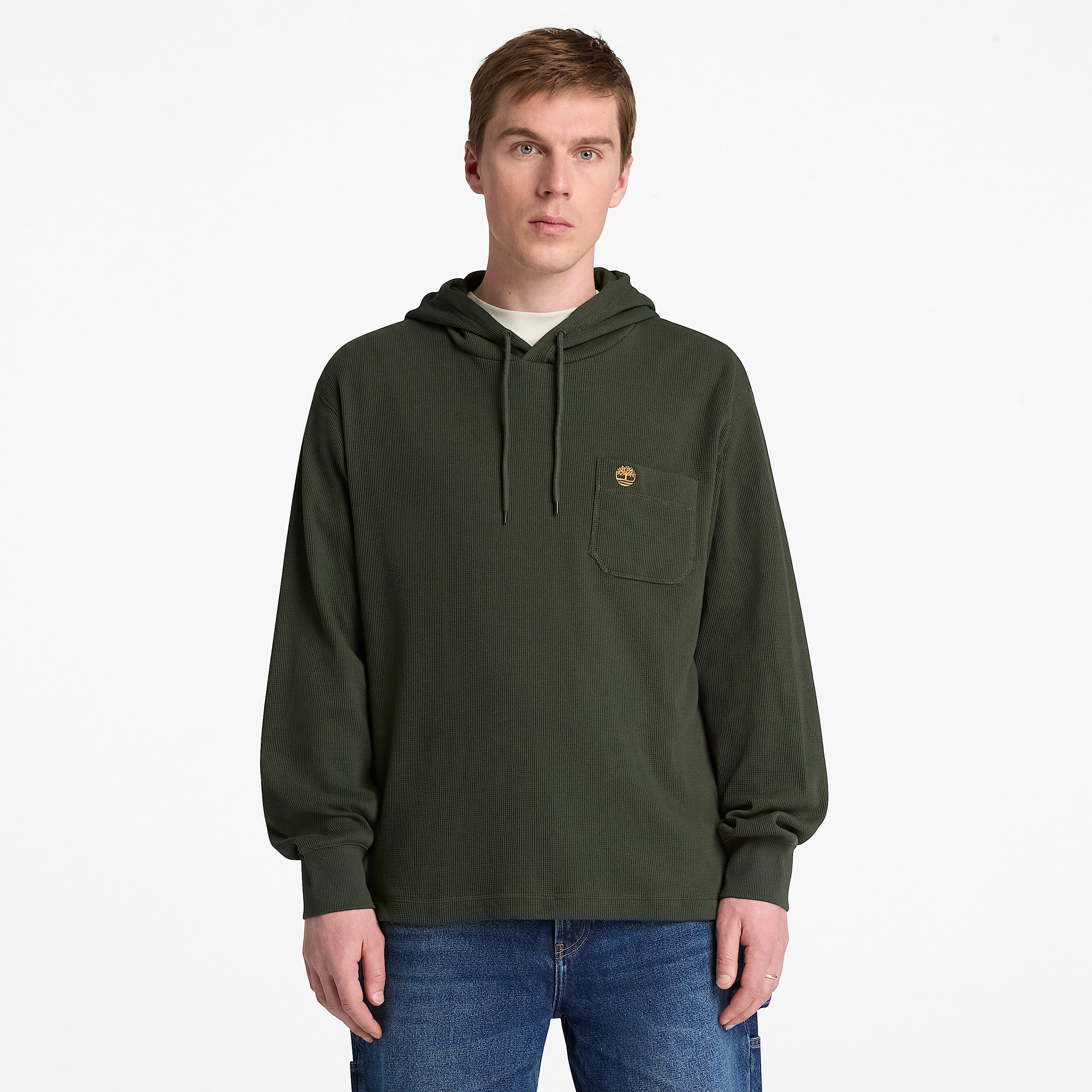 Sudadera con gorro Wharf River Waffle para Hombre TBL Verde oscuro ALT1