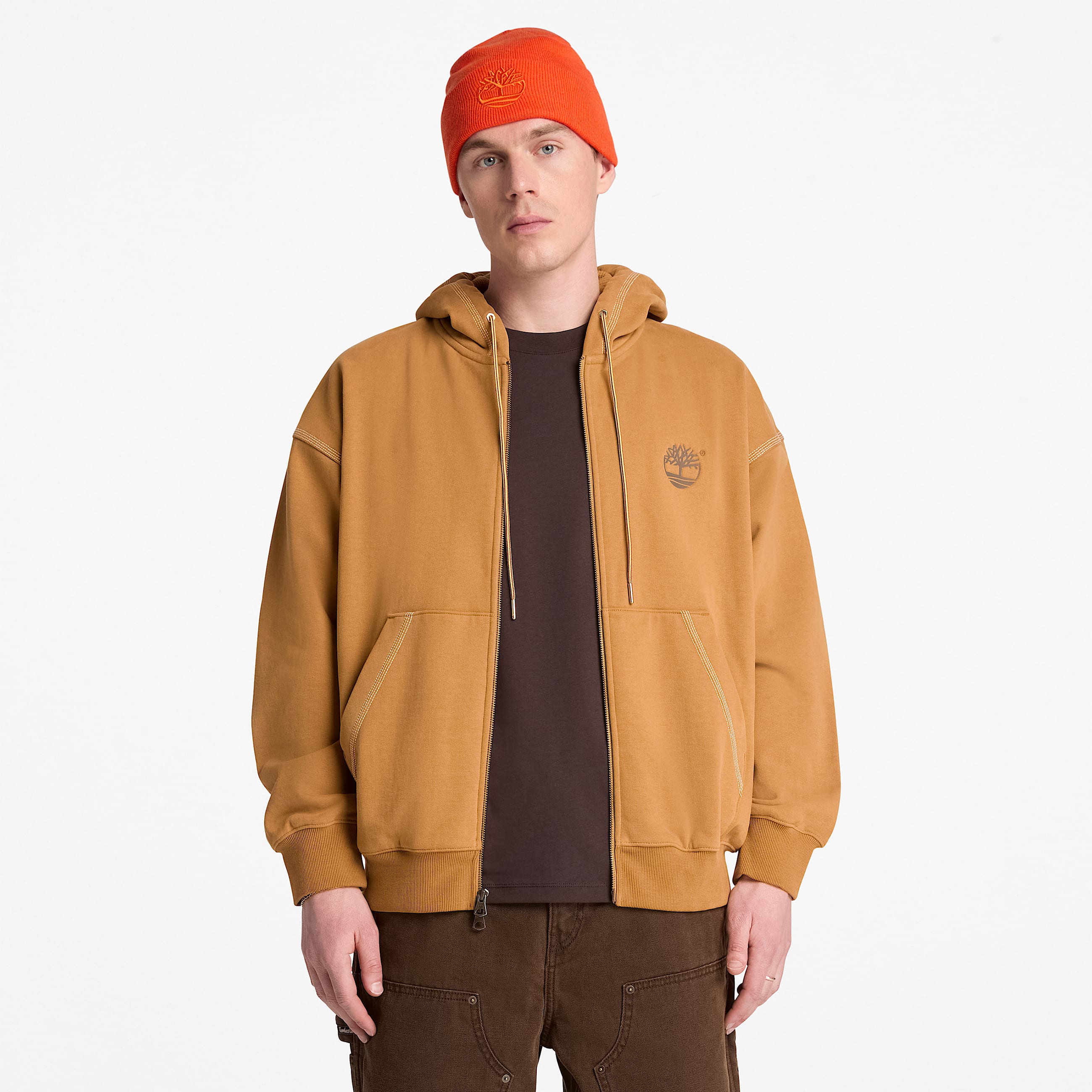 Mens Iconic FullZip Hoodie TBL Wheat ALT1