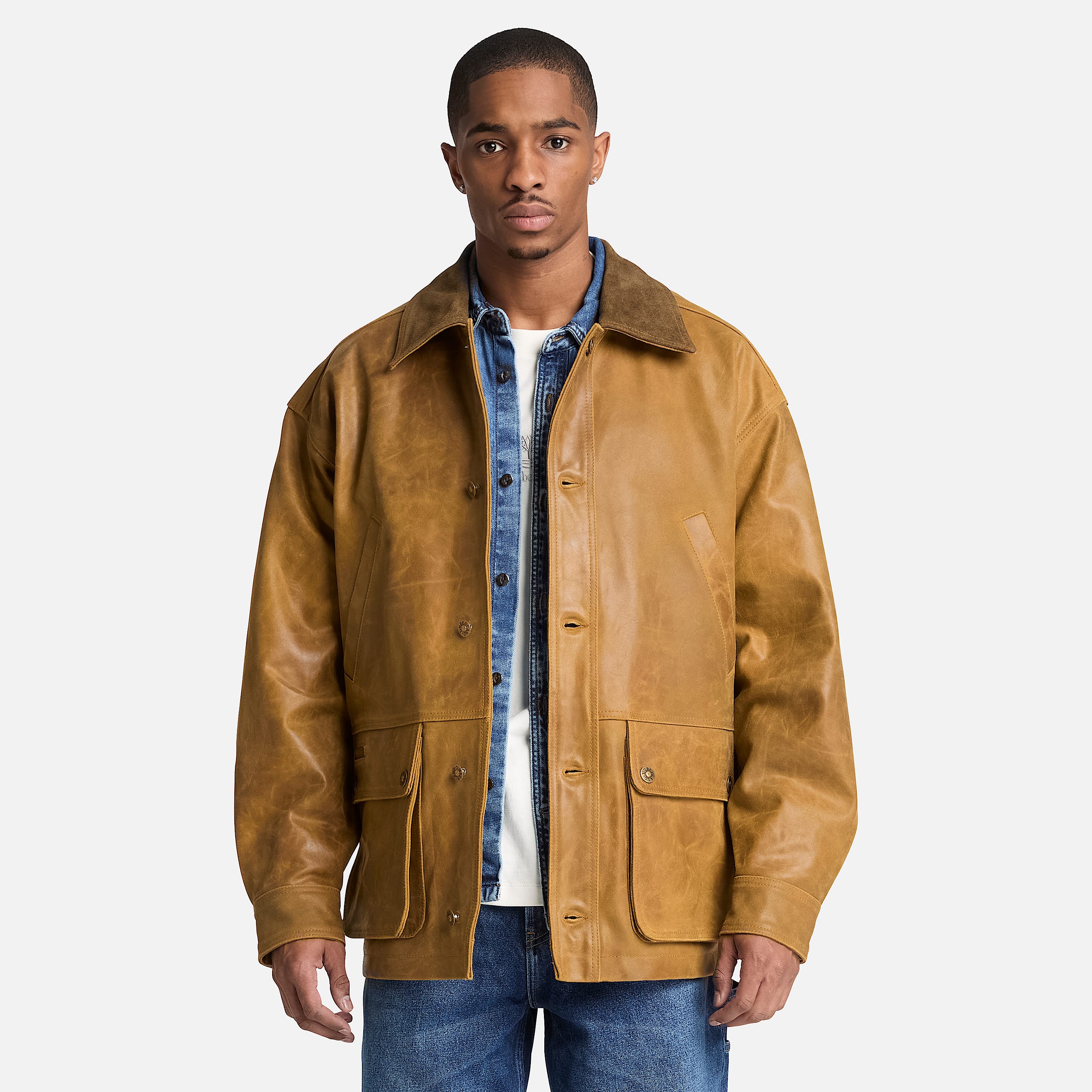 Mens Wenham Leather Field Coat TBL Medium Brown ALT1