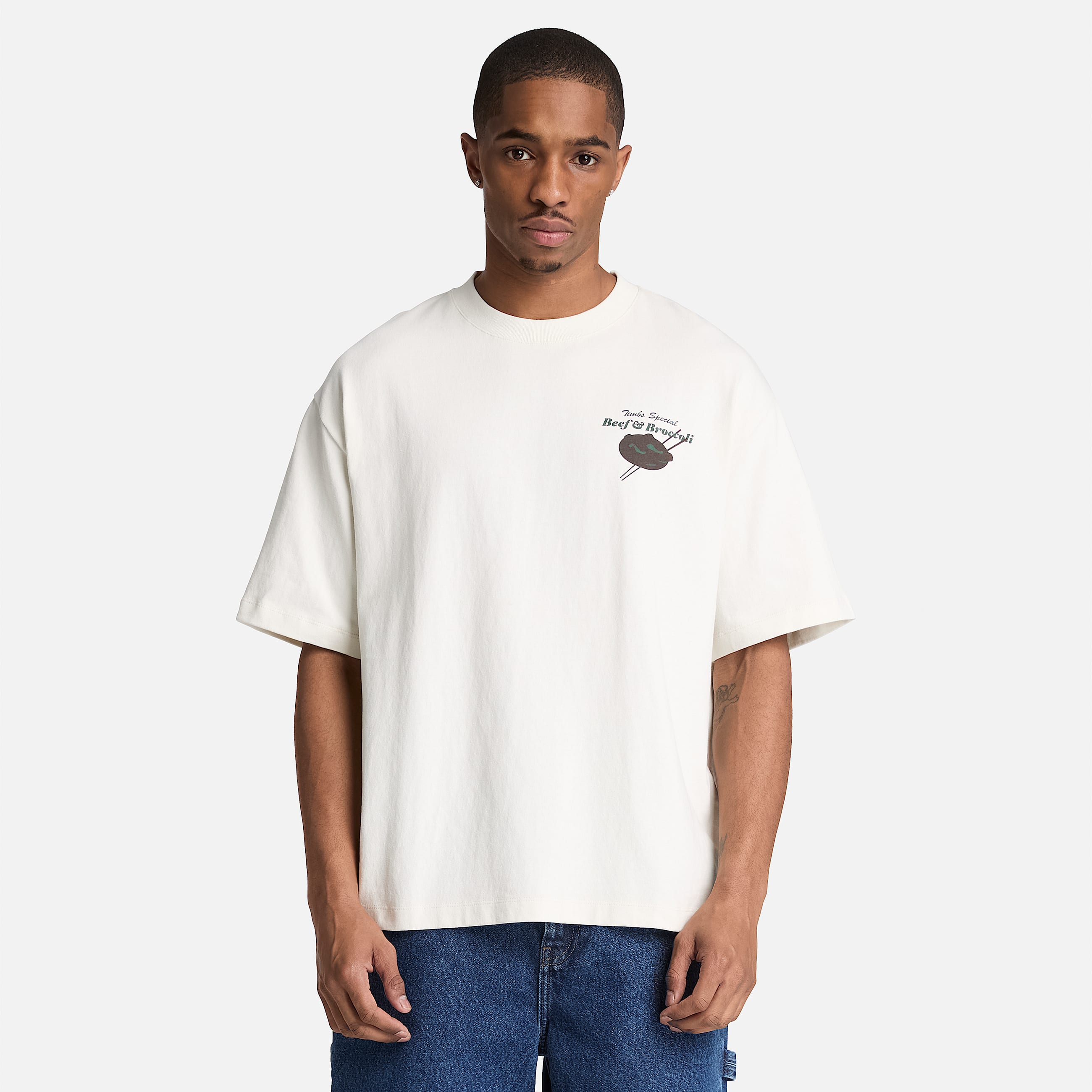 Playera Grfica Beef  Broccoli para Hombre TBL Blanco vintage ALT1