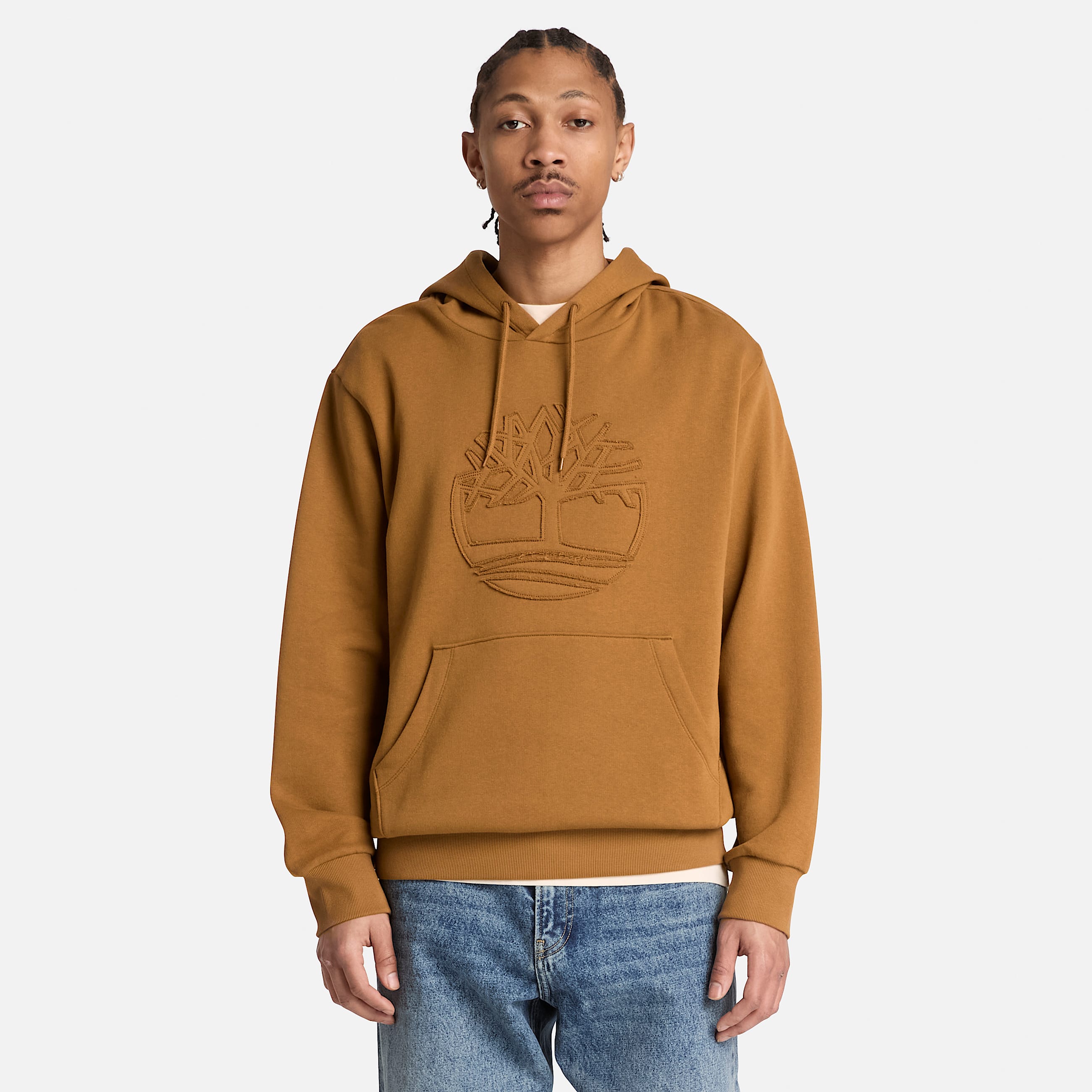 Mens Wareham Tree Logo Patch Hoodie TBL Dark Wheat ALT2