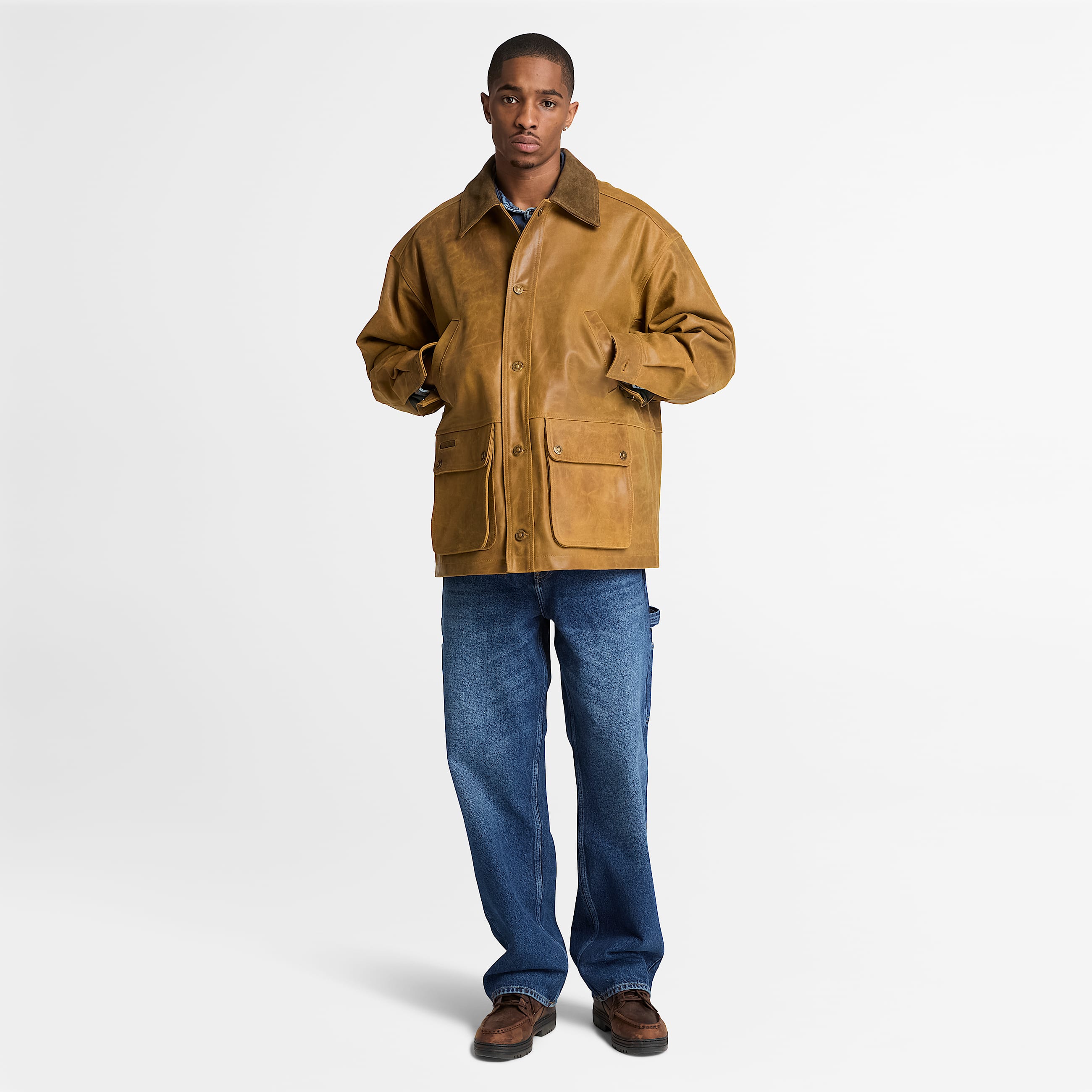 Mens Wenham Leather Field Coat TBL Medium Brown ALT2