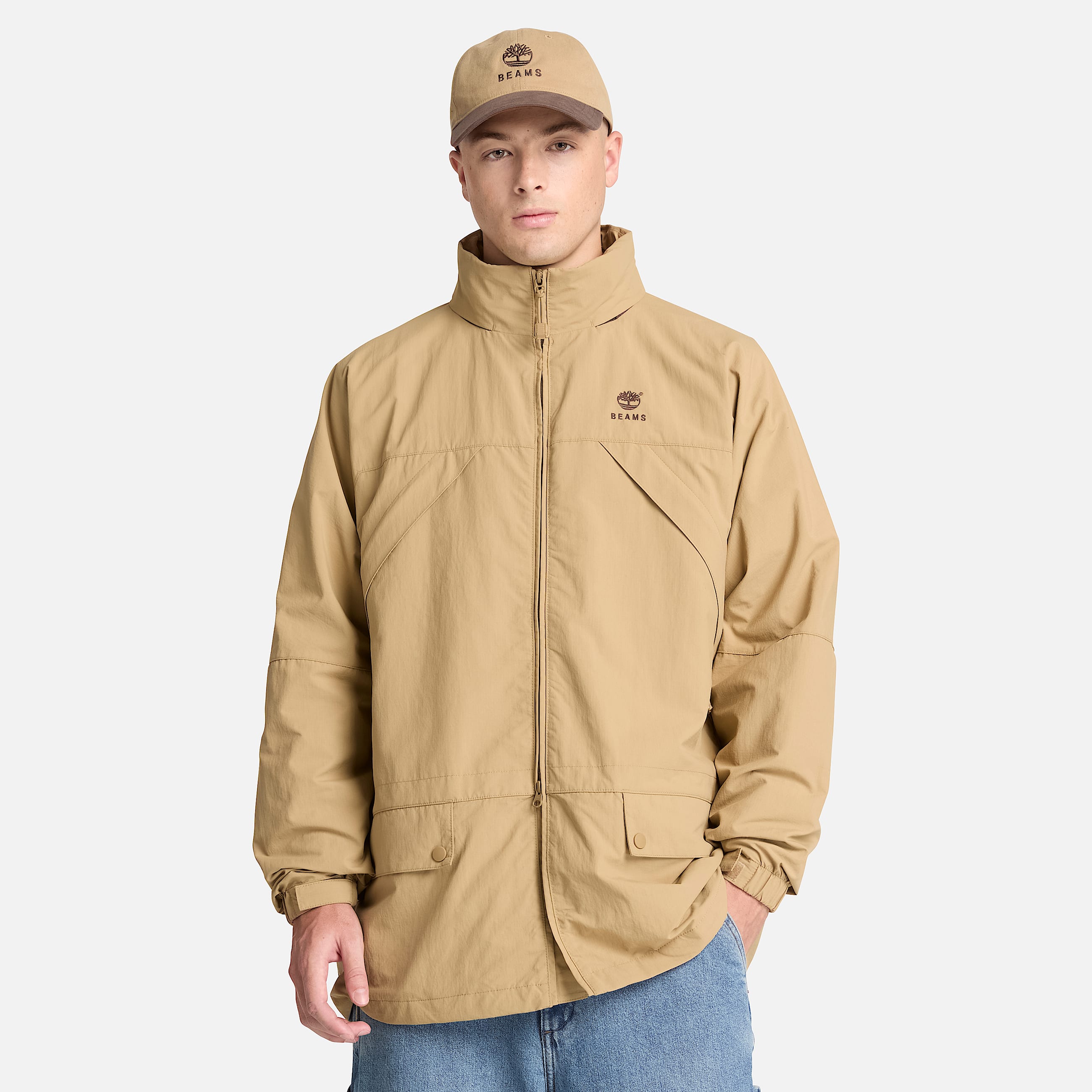 Timberland x BEAMS Nylon Zip Up Convertible Jacket TBL British Khaki ALT3