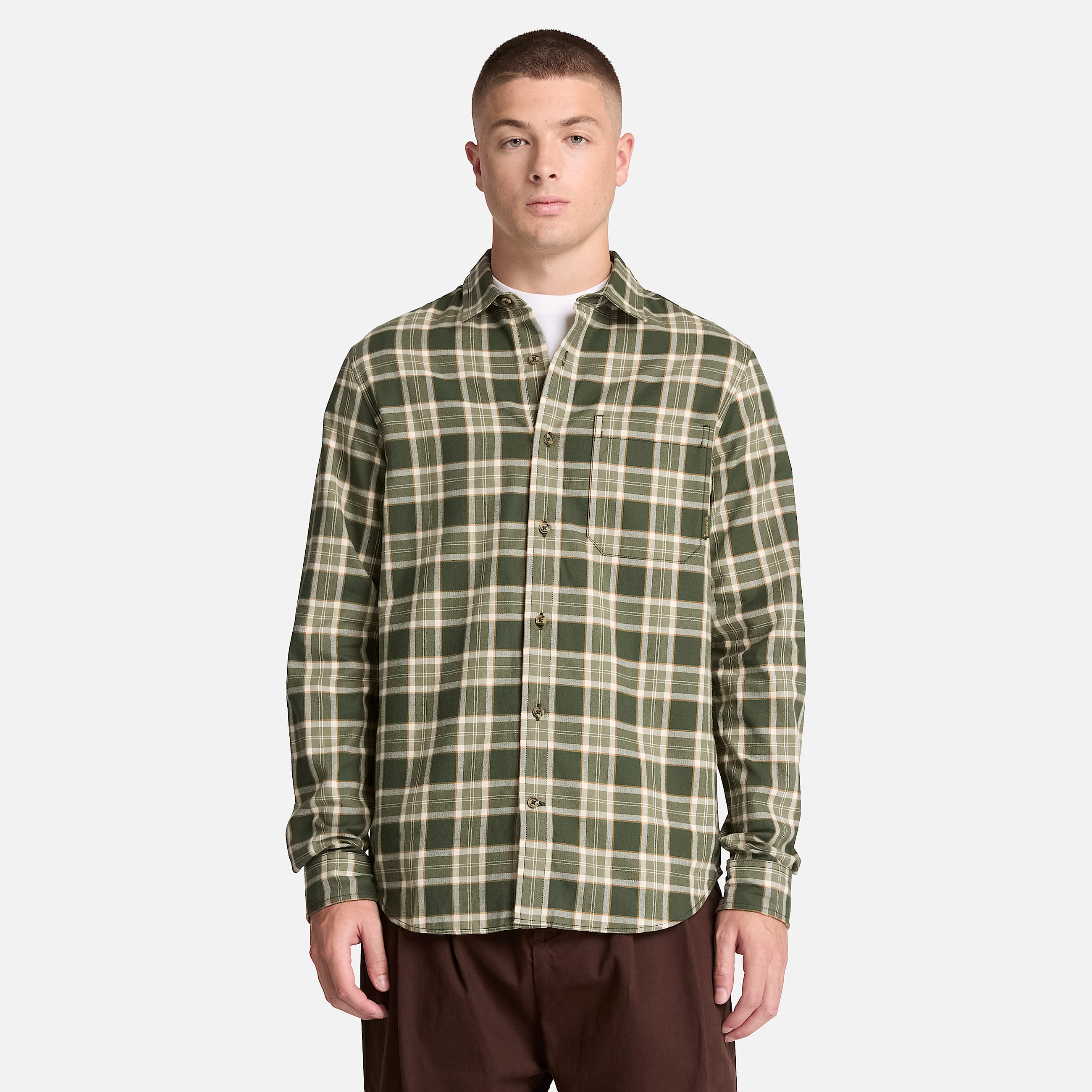 Mens Check Heavy Flannel Shirt TBL Dark Green ALT1