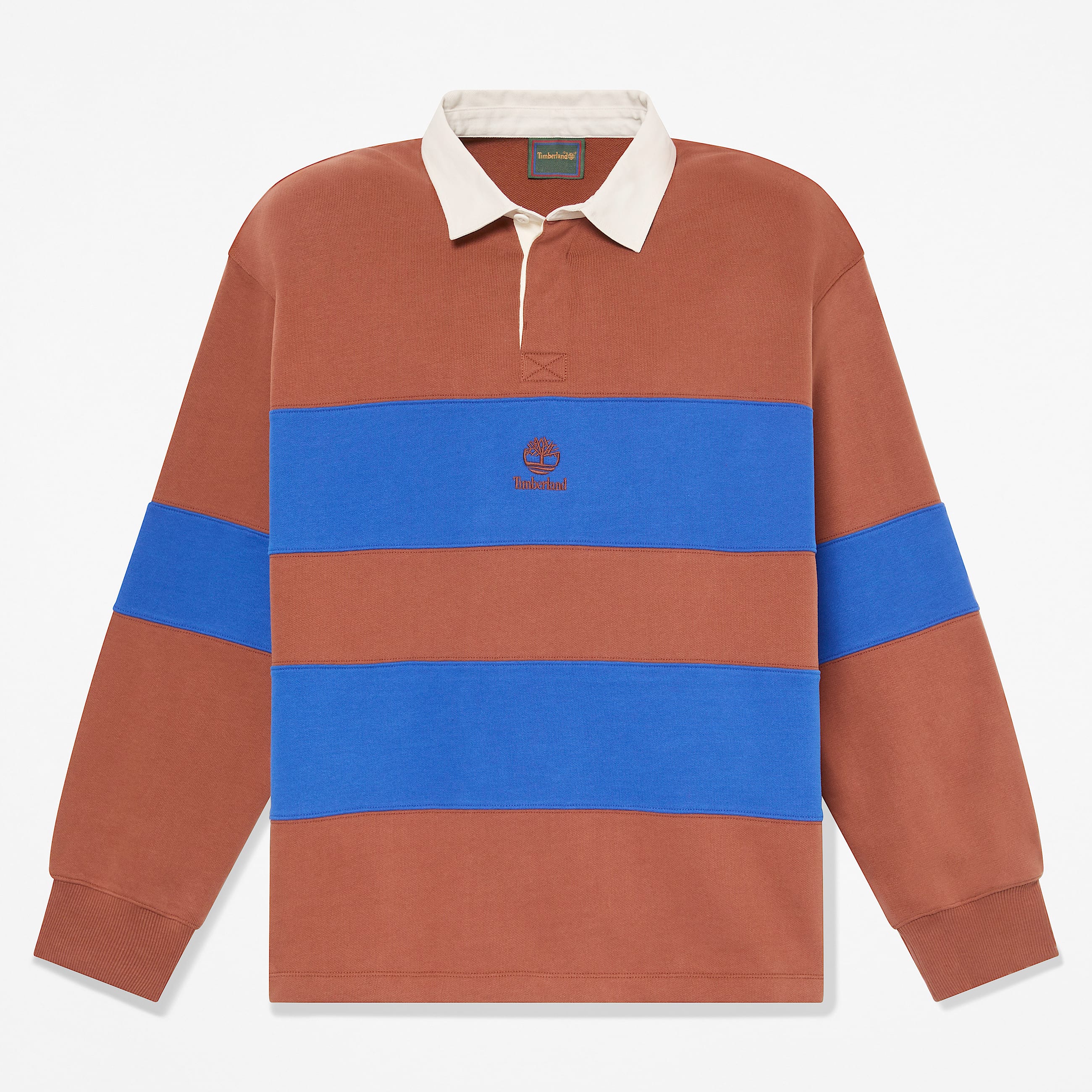 Mens Rugby Polo Sweatshirt TBL BrownBlue Stripe HERO