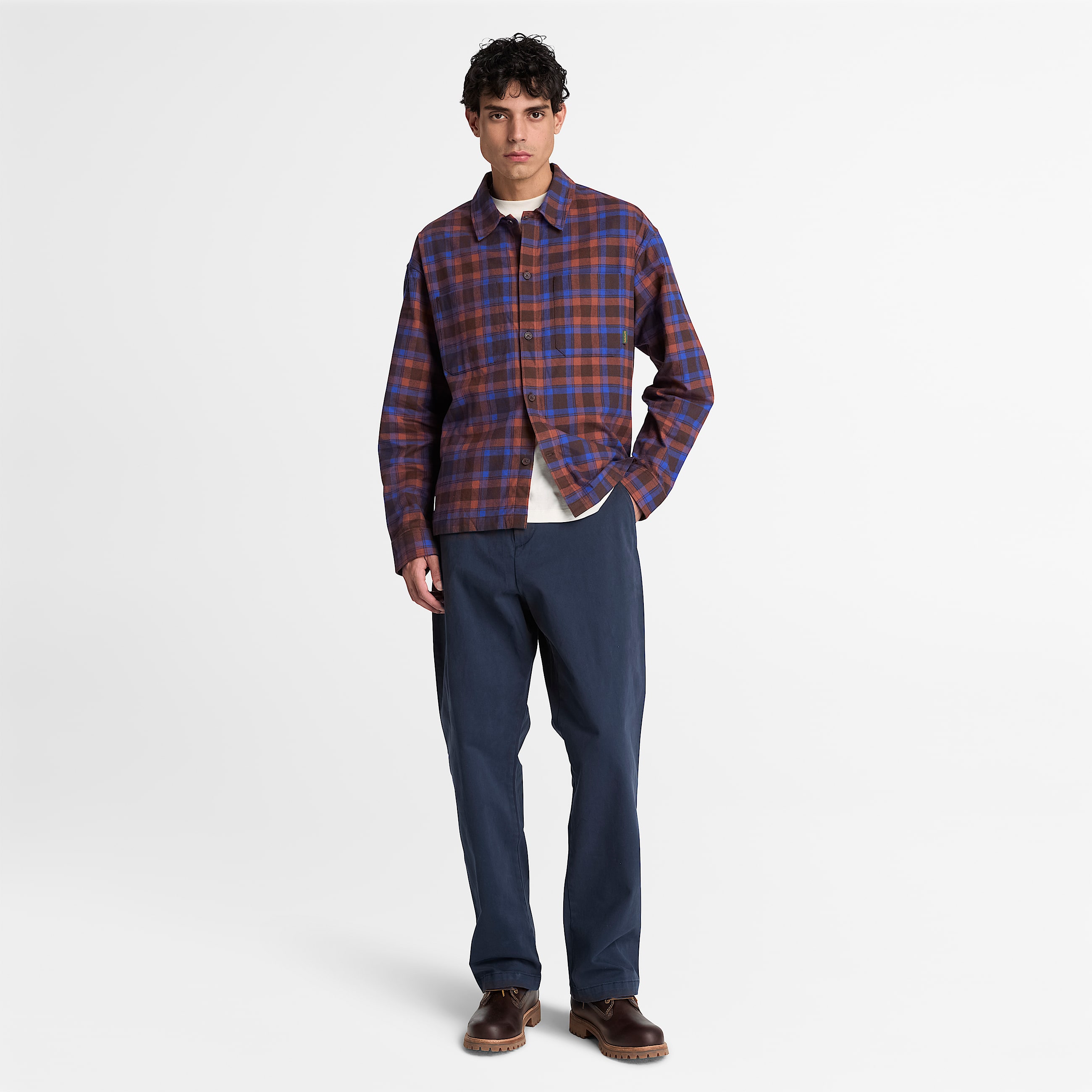 Mens Check Heavy Flannel Shirt TBL Dark Brown ALT2
