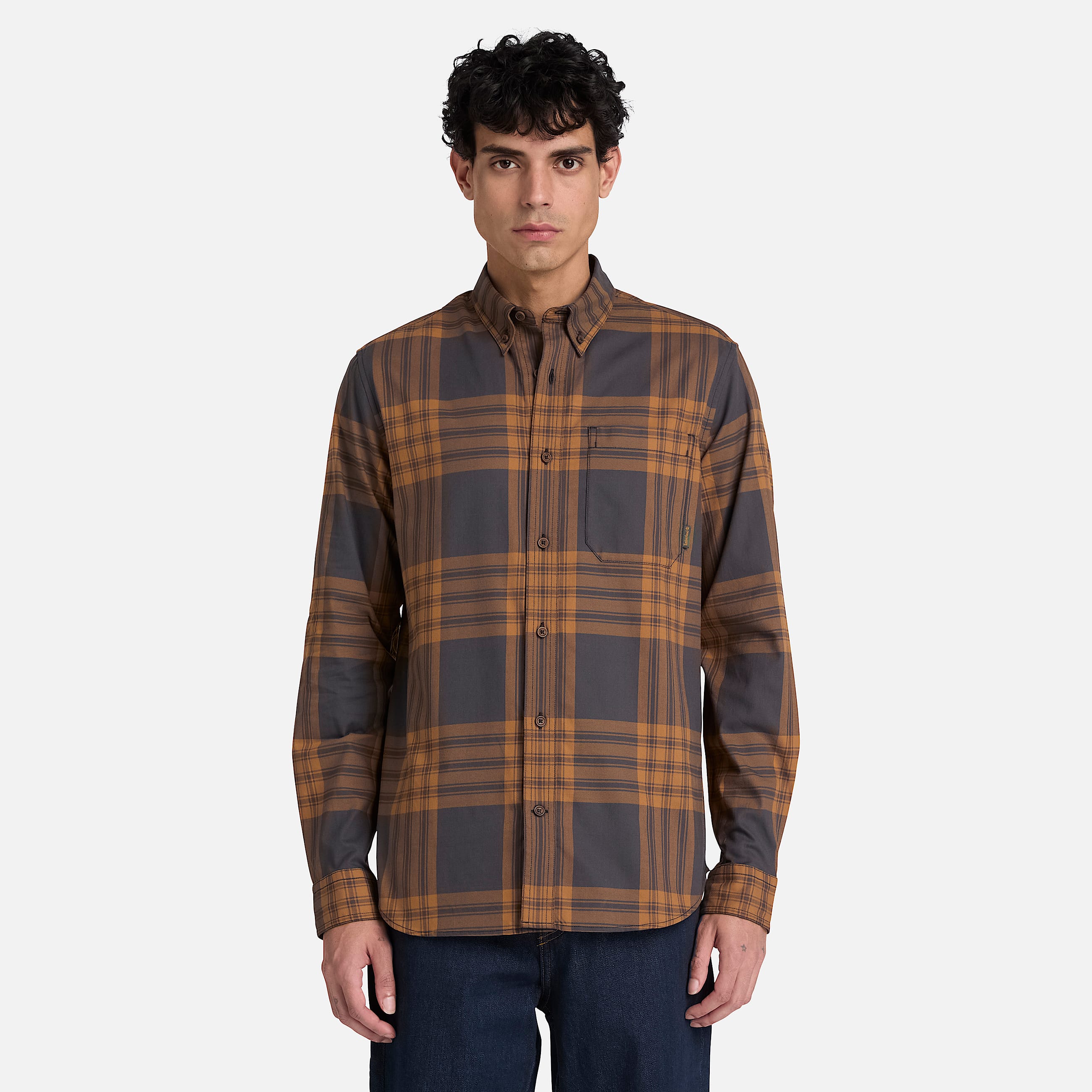Mens Check Twill Shirt TBL Vintage Black ALT1