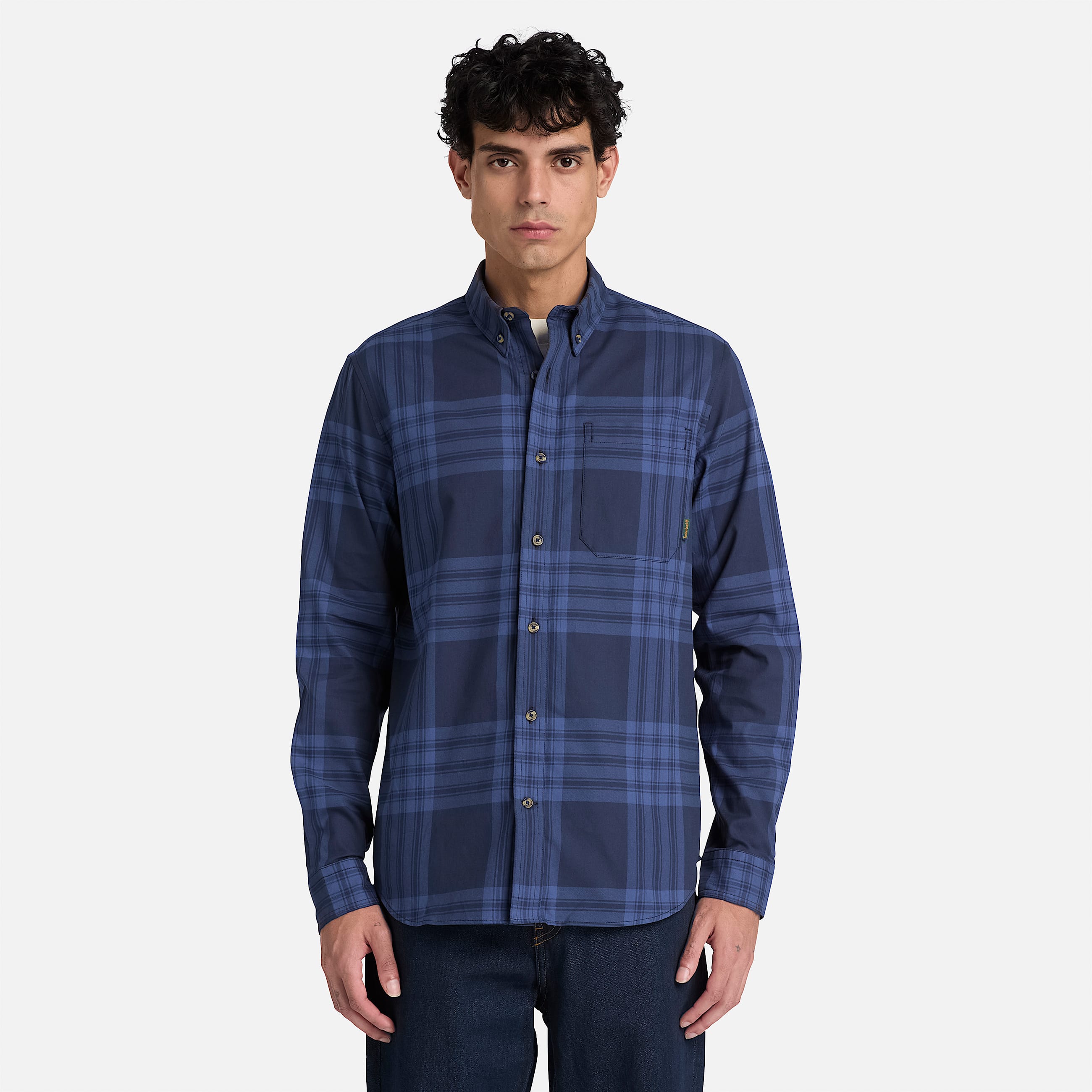 Mens Check Twill Shirt TBL Dark Sapphire ALT1