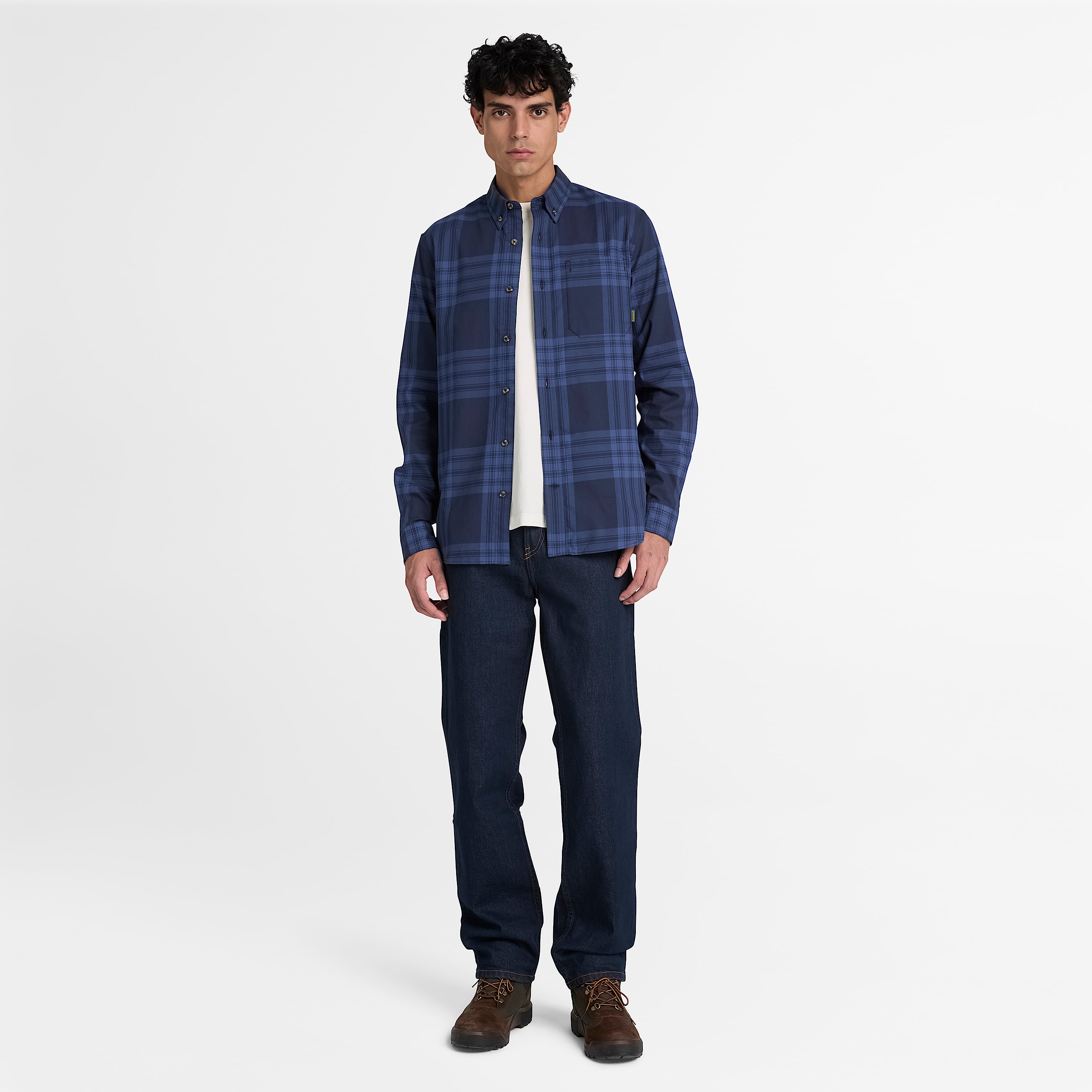 Mens Check Twill Shirt TBL Dark Sapphire ALT2