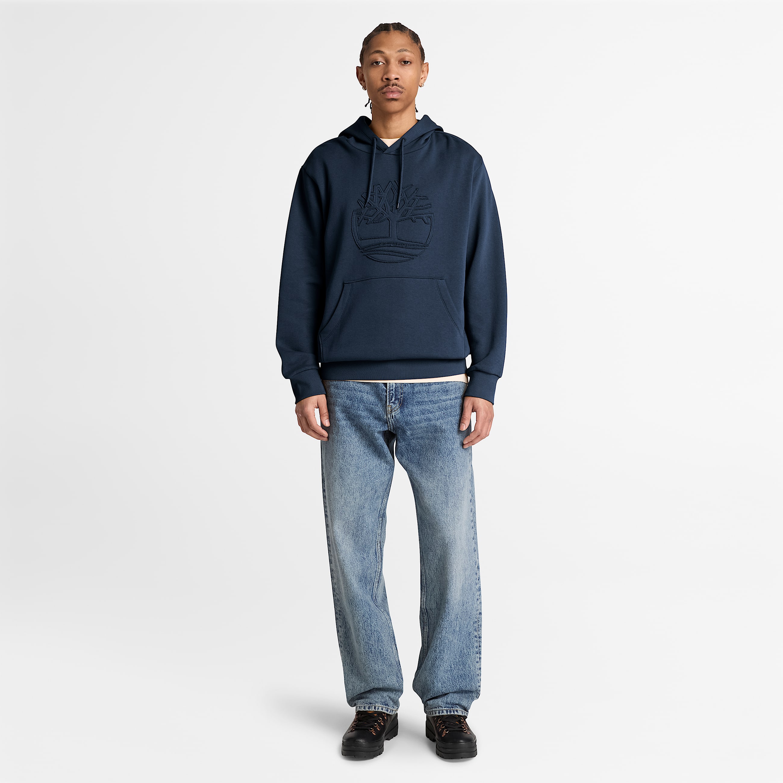 Mens Wareham Tree Logo Patch Hoodie TBL Dark Sapphire ALT2