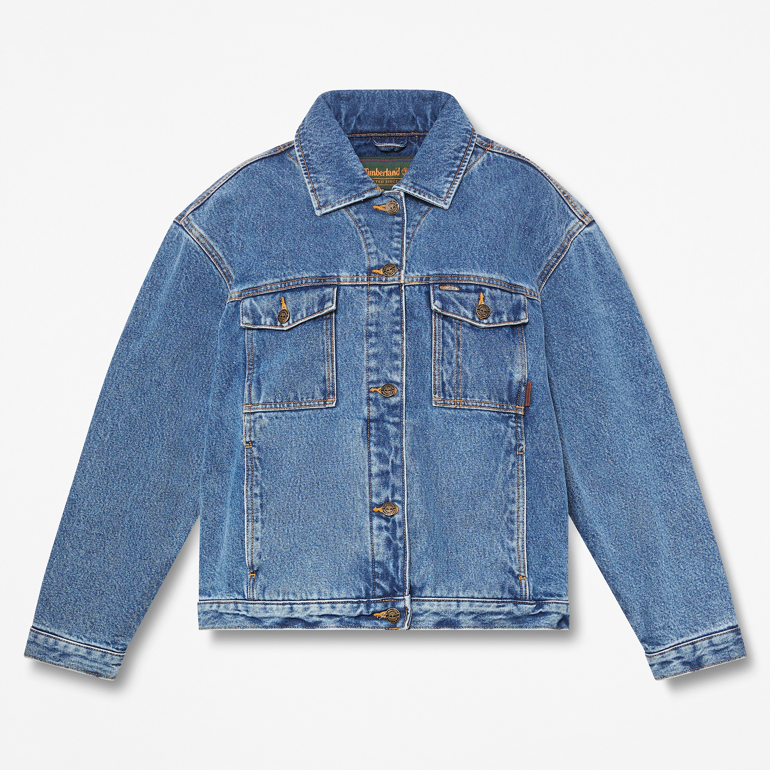 Womens Archive Insulated Denim Jacket TBL Harbour Blue Marble Wash HERO
