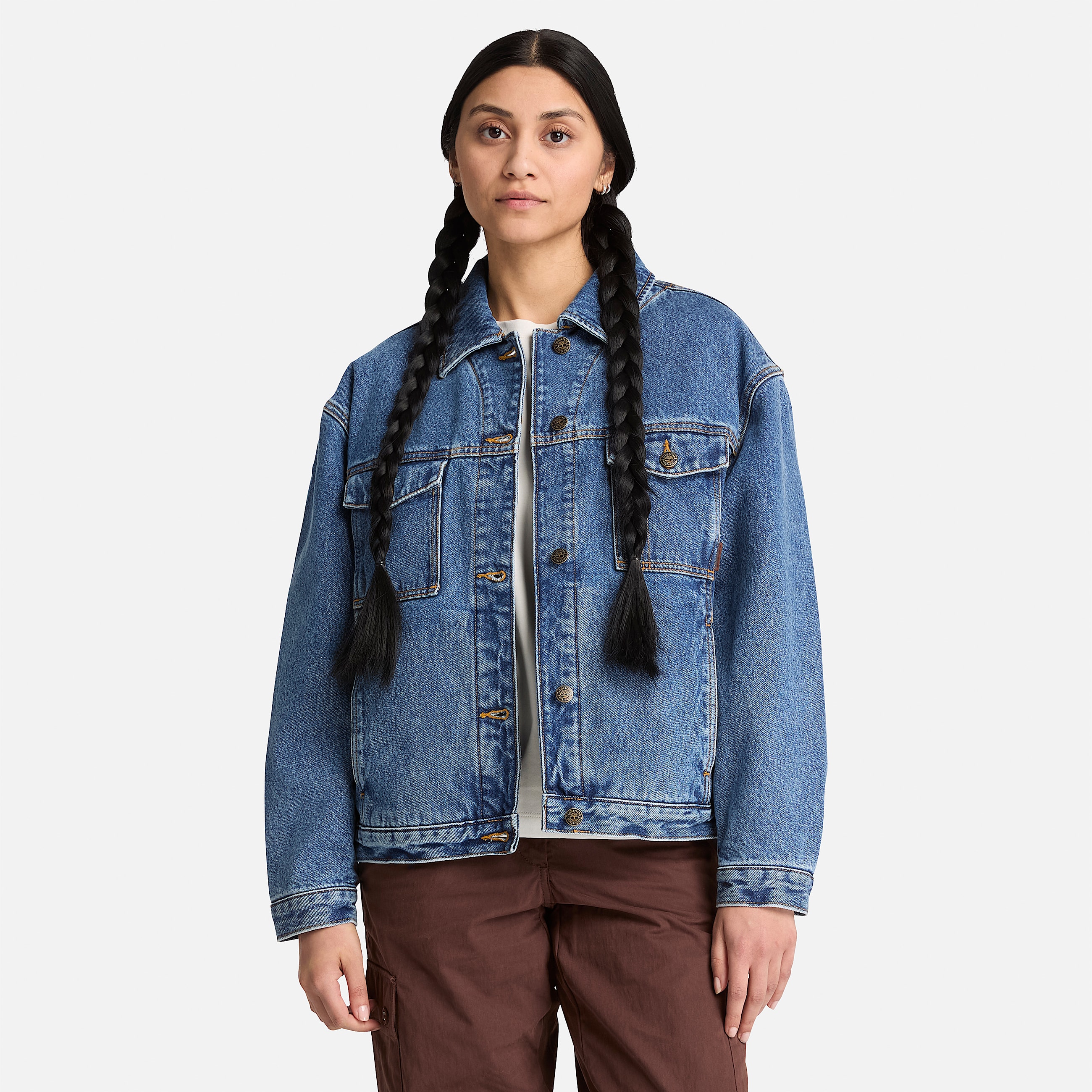 Womens Archive Insulated Denim Jacket TBL Harbour Blue Marble Wash ALT1