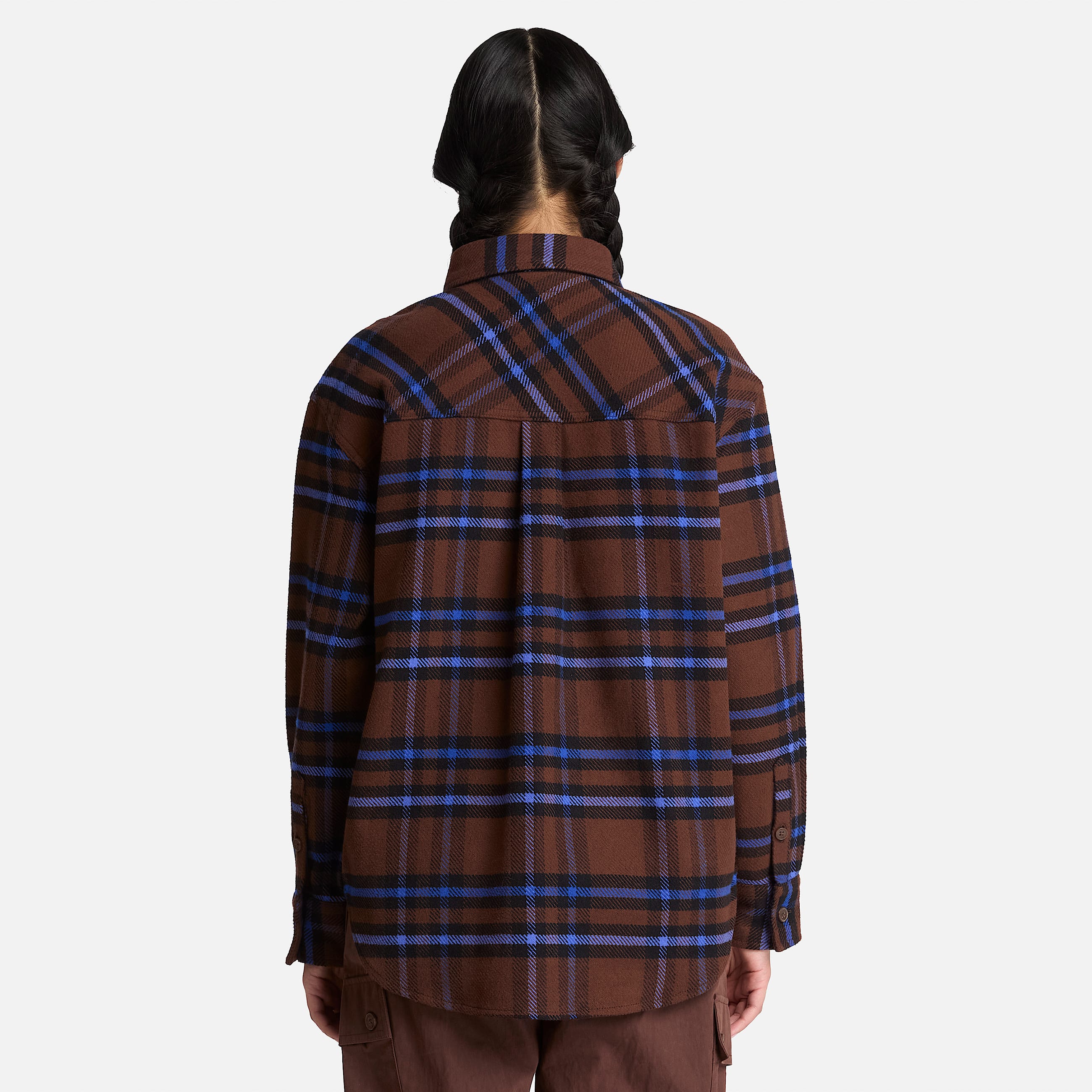 Womens Plaid Overshirt TBL Chicory Coffee Brown ALT8