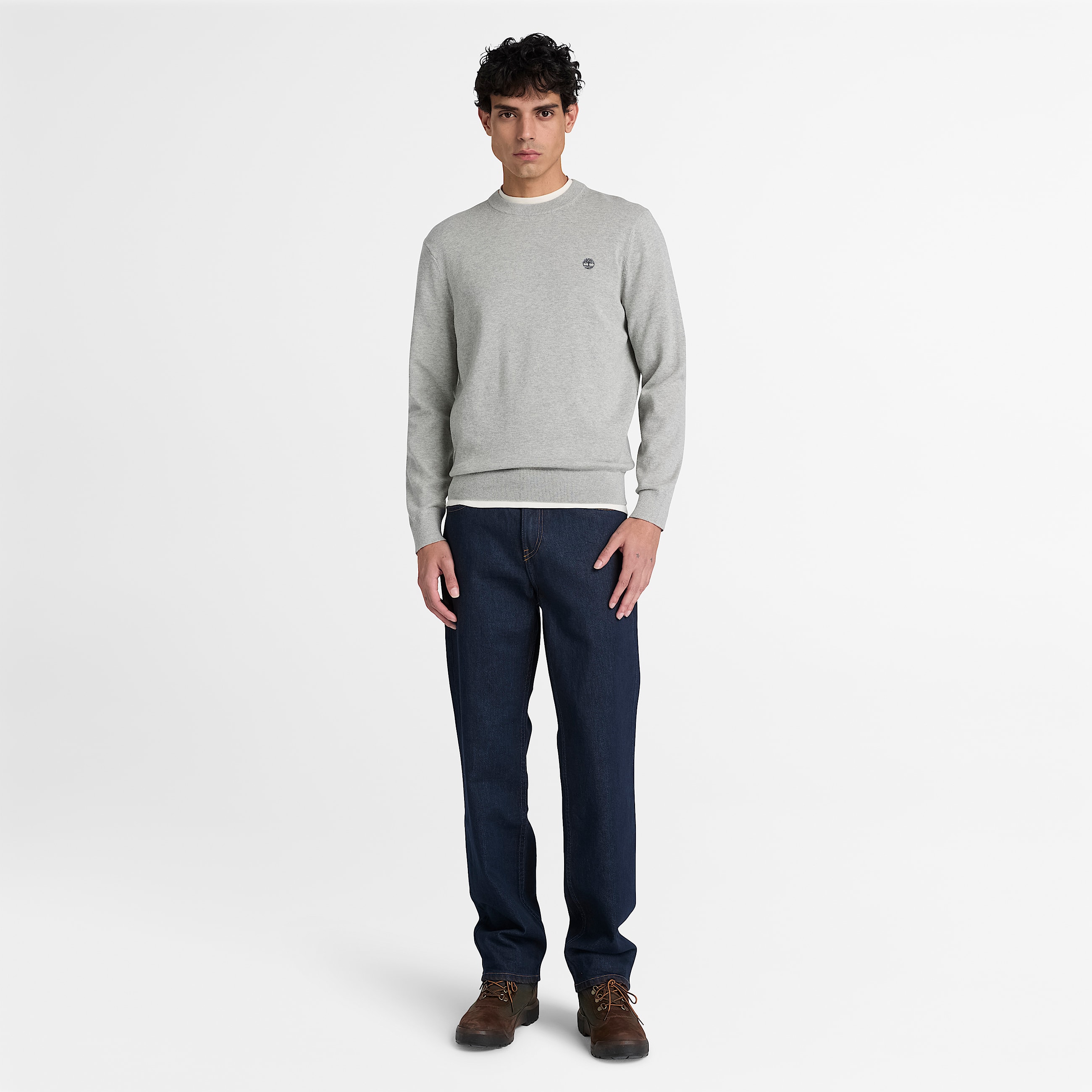 Mens Oyster River Cotton Crewneck Sweater TBL Medium Grey Heather ALT2