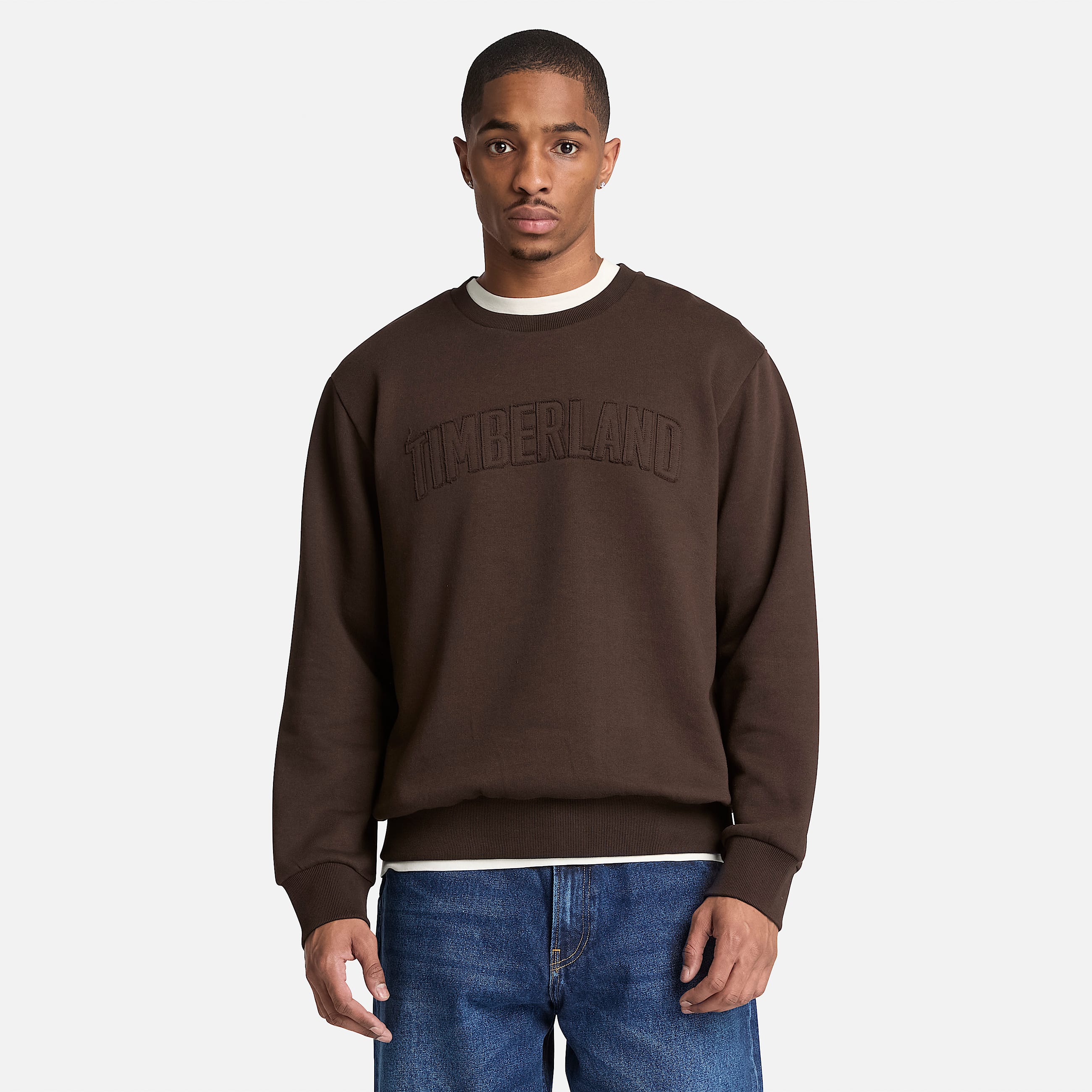 Mens Wareham Logo Patch Crew Sweatshirt TBL Dark Brown ALT1