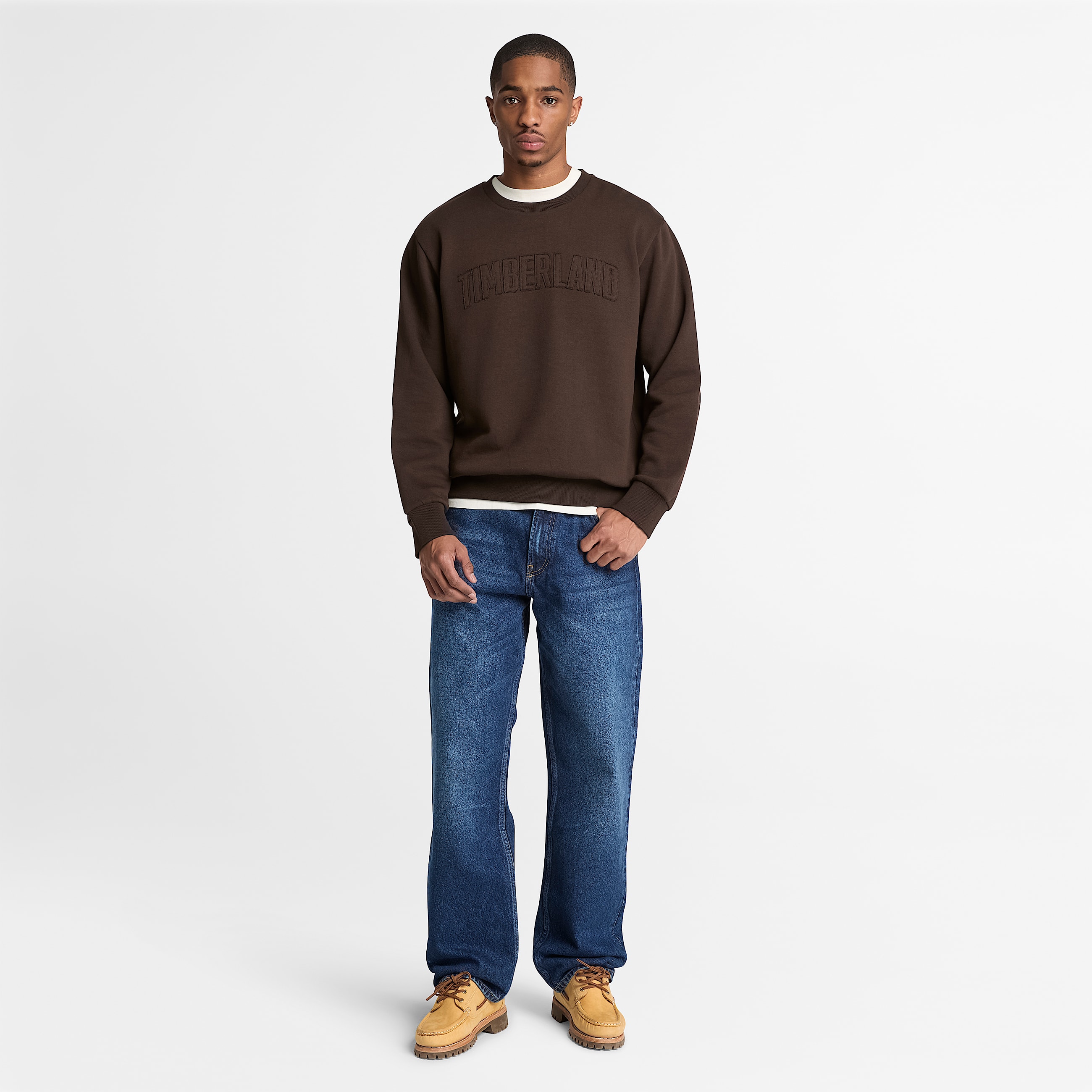 Mens Wareham Logo Patch Crew Sweatshirt TBL Dark Brown ALT2