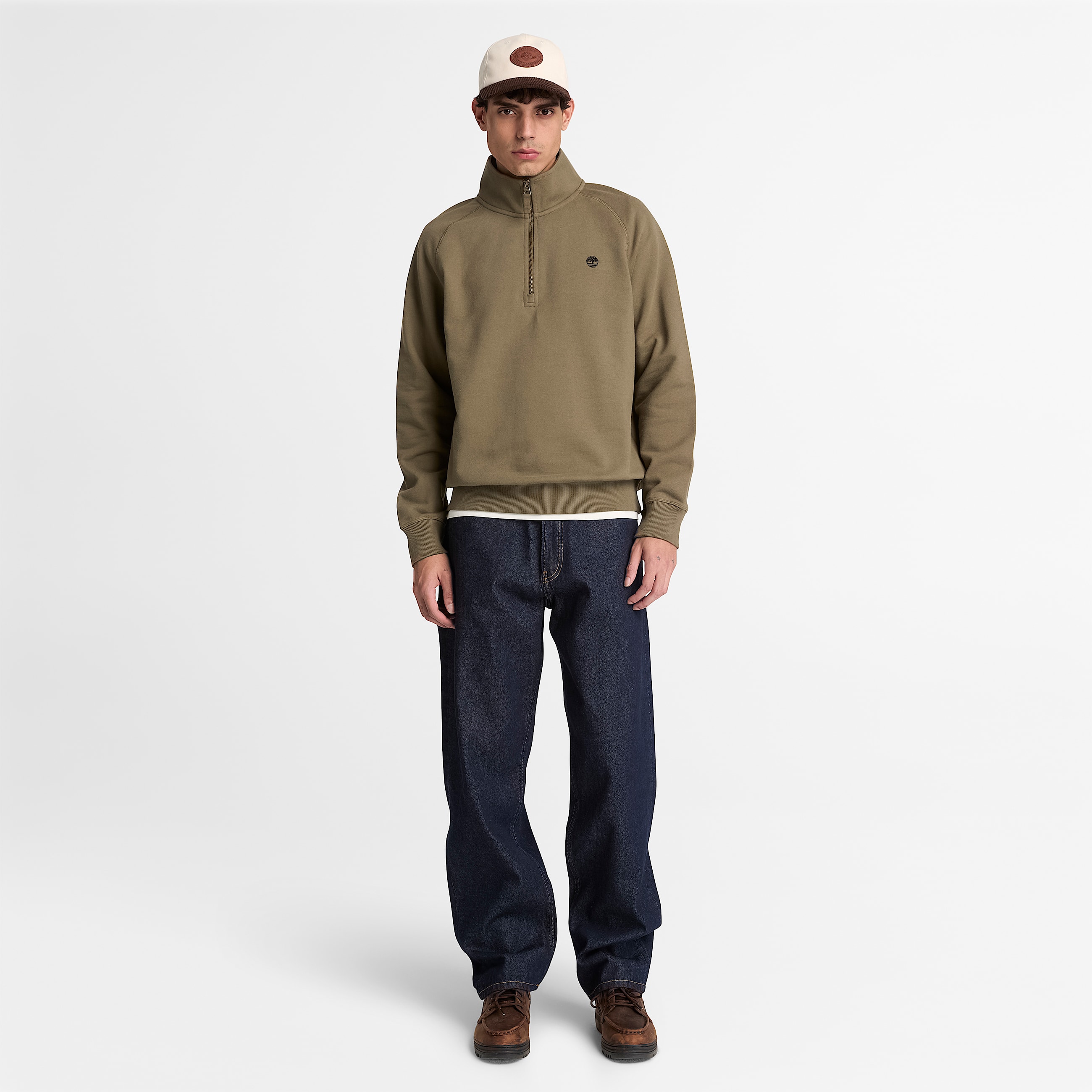 Mens Exeter River Embroidered Logo QuarterZip Sweatshirt TBL Dark Olive ALT2
